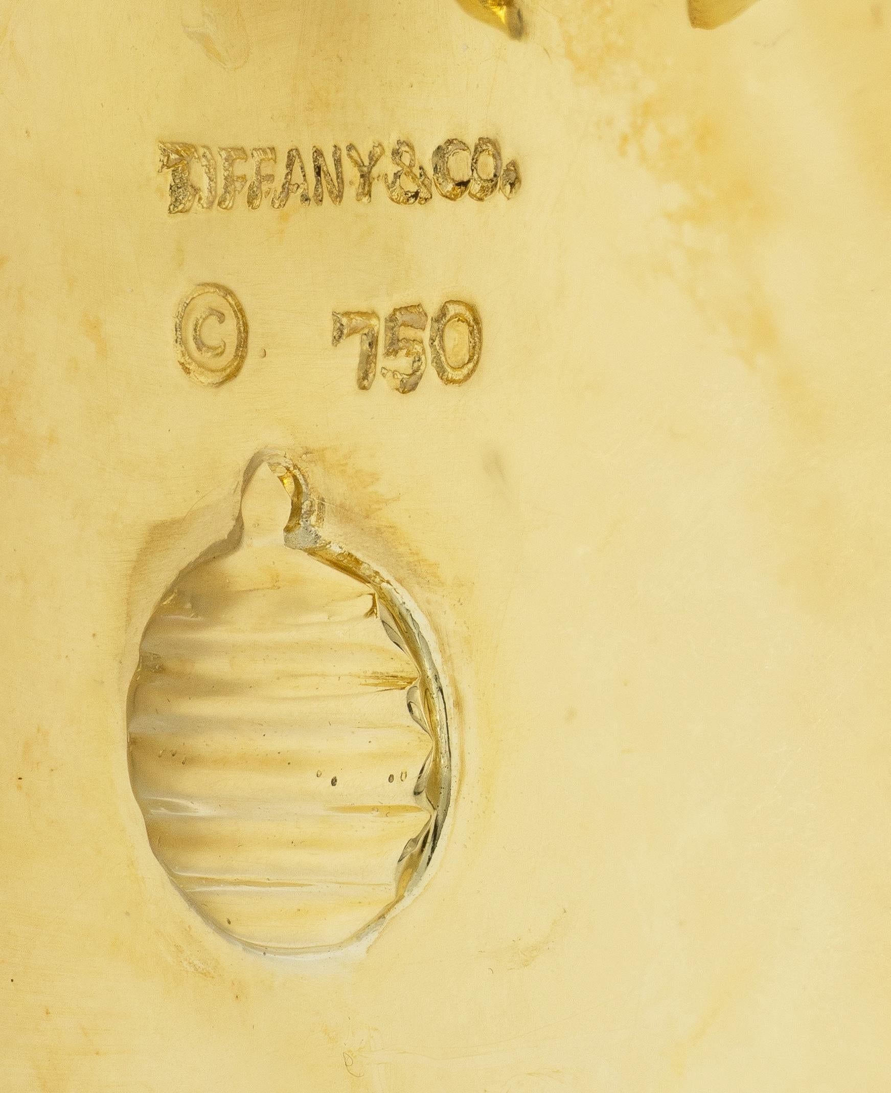 Angela Cummings Tiffany & Co Multi-Gem Inlay 18K Vintage Poppy Ear-Clip Earrings