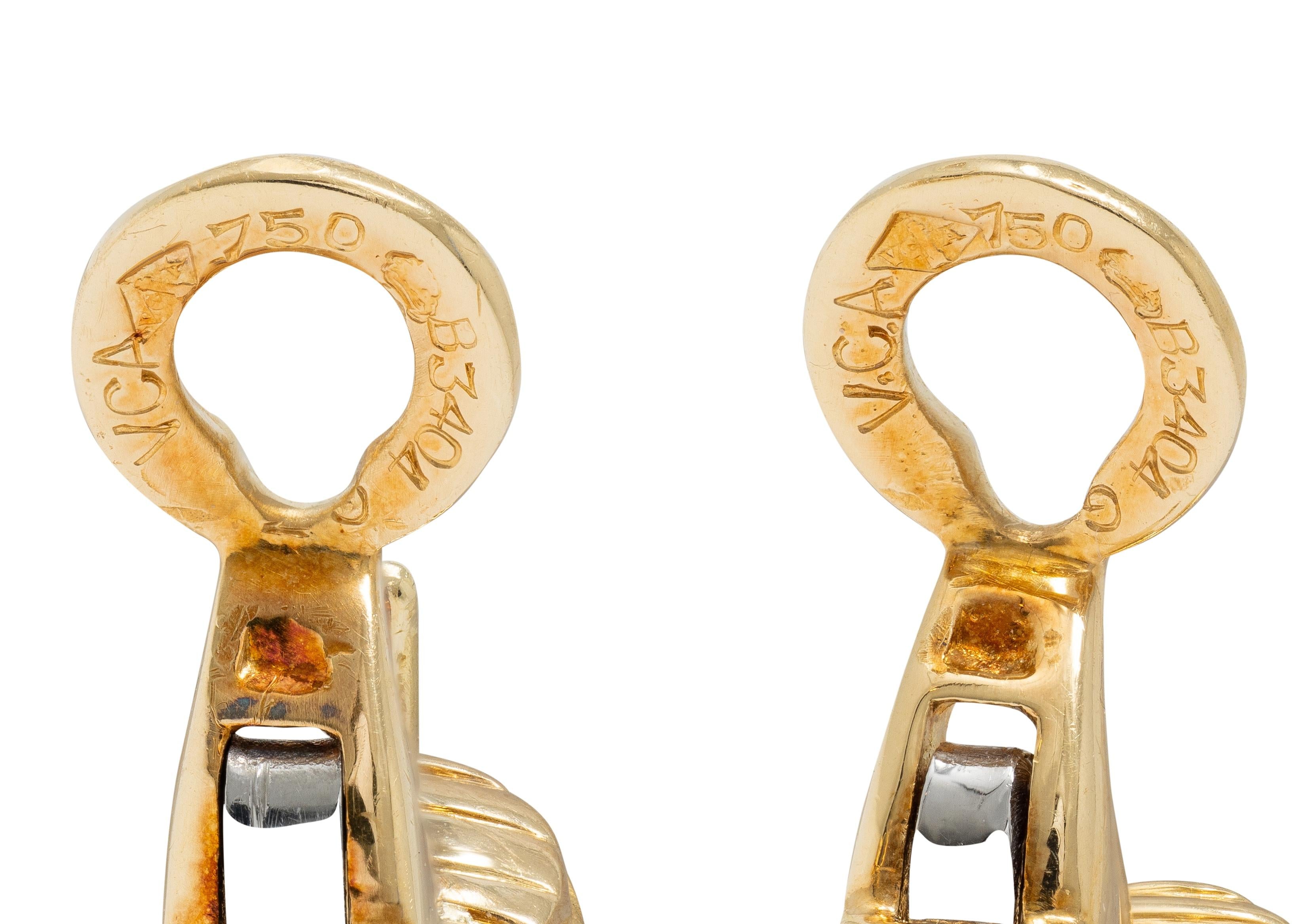 Van Cleef & Arpels French 1980 Diamond Pearl Alhambra Day-To-Night Earrings