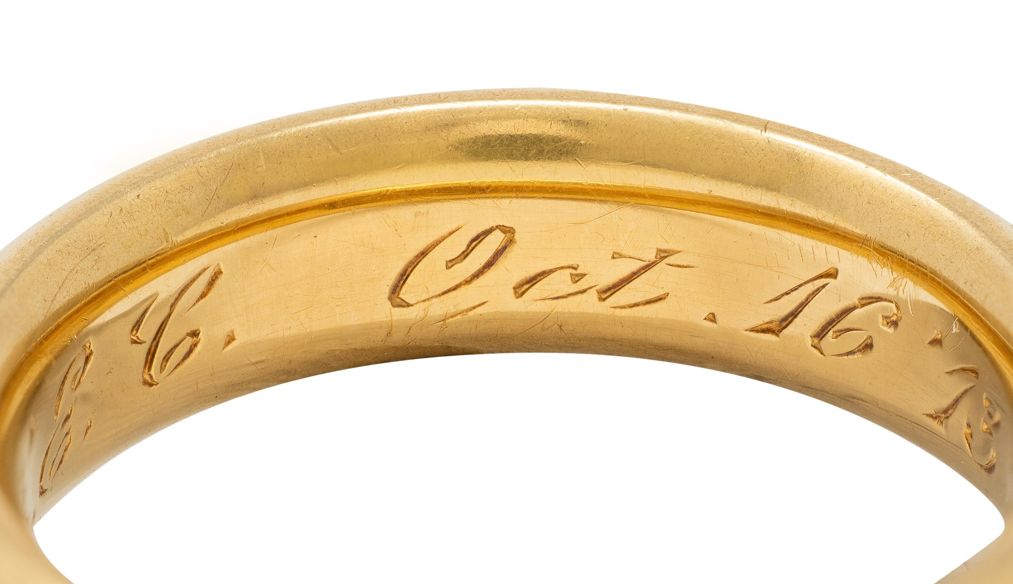 1873 18 Karat Yellow Gold Vintage Wide Wedding Band Ring