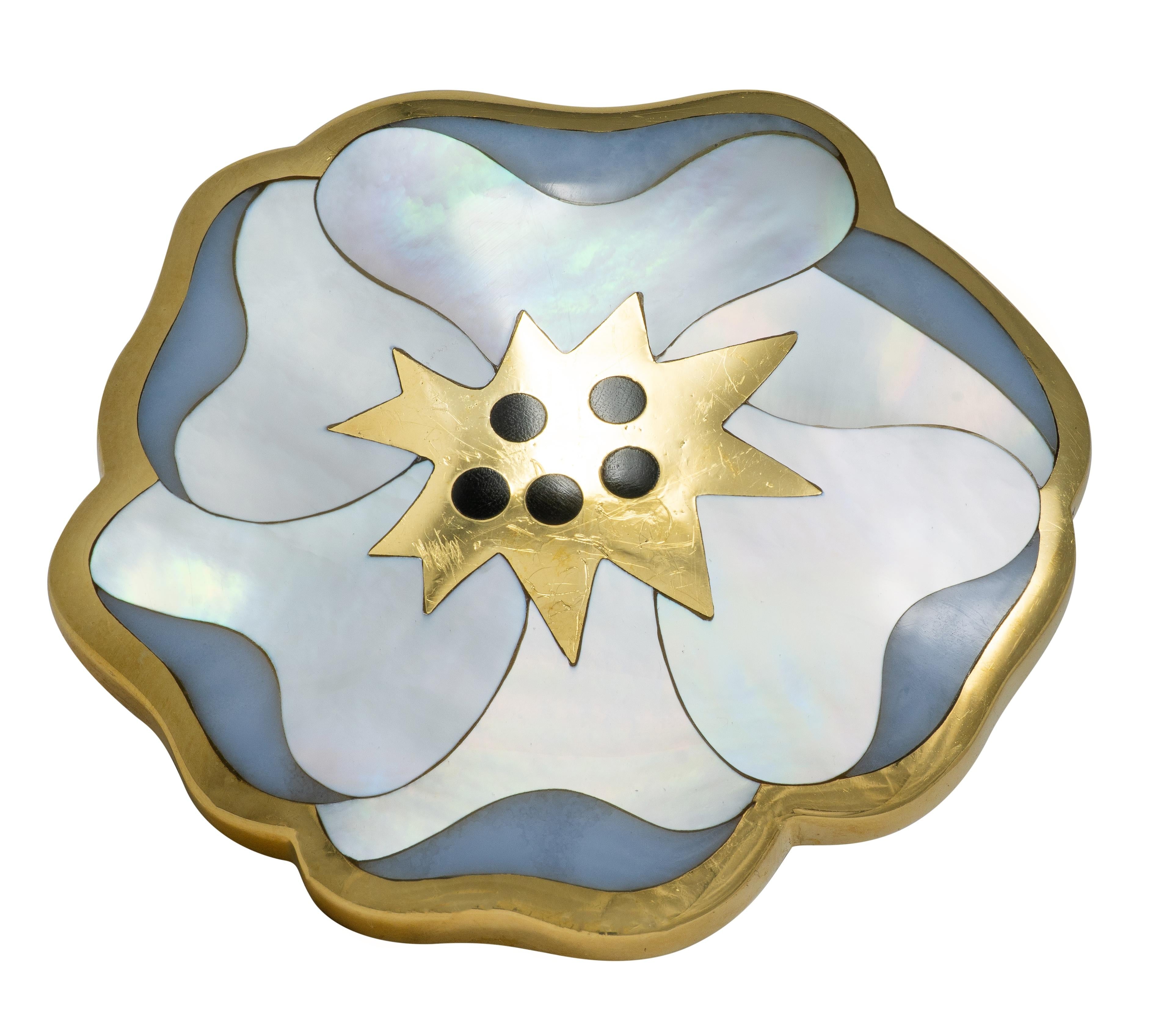 Angela Cummings Tiffany & Co. Multi-Gem Inlay 18K Vintage Poppy Flower Brooch