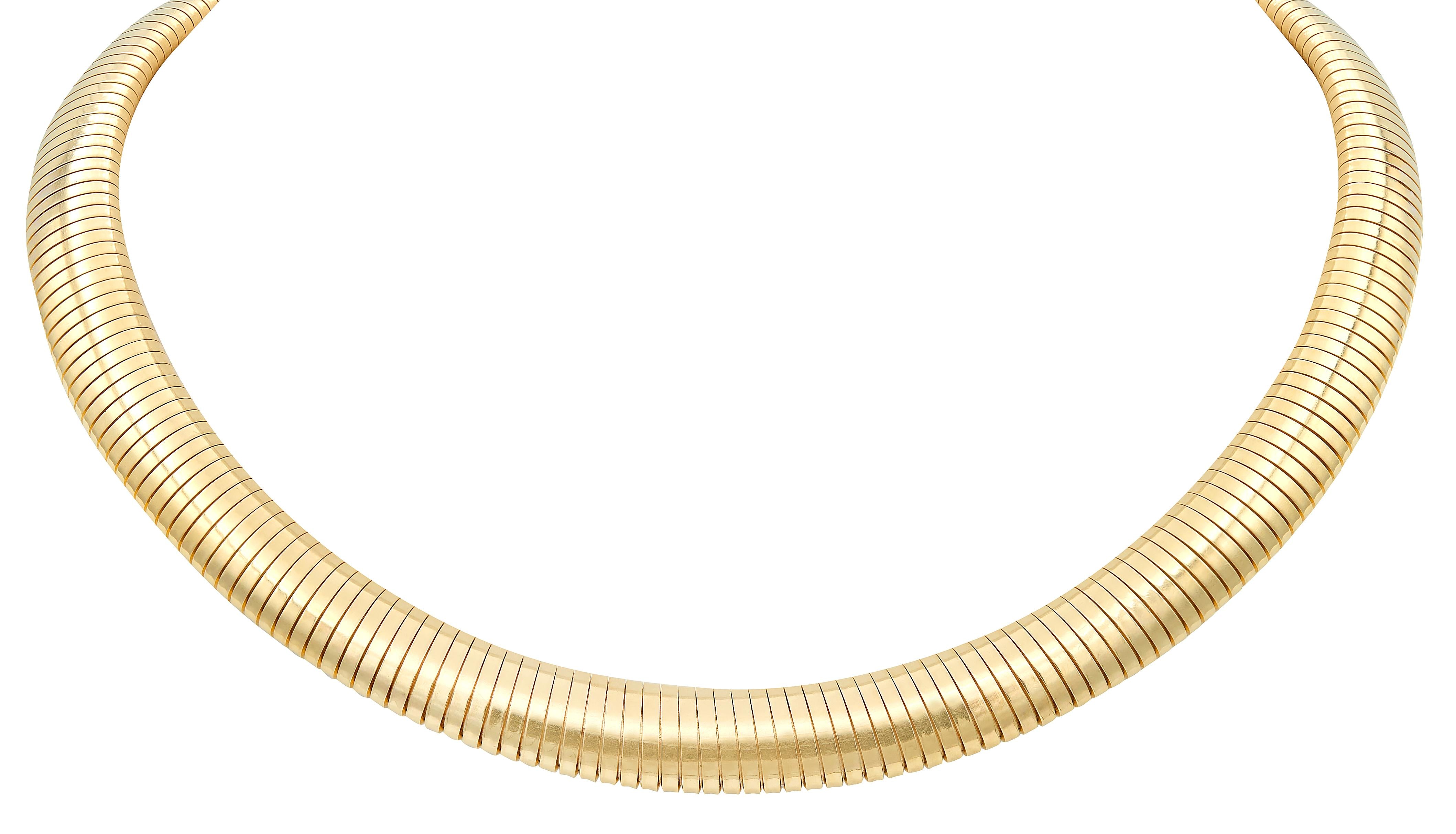 Tiffany & Co. 1960's 14 Karat Yellow Gold Vintage Tubogas Collar Necklace