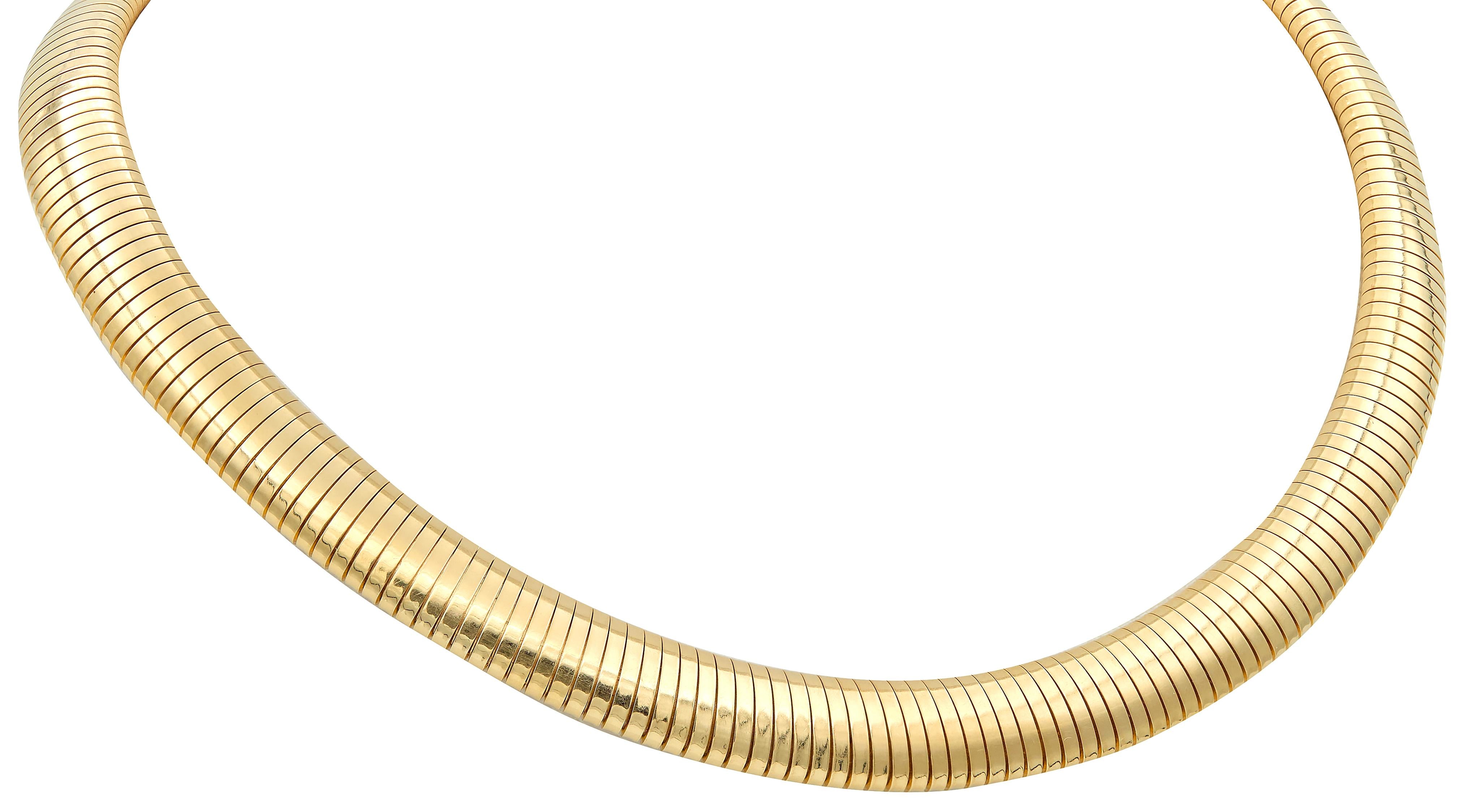 Tiffany & Co. 1960's 14 Karat Yellow Gold Vintage Tubogas Collar Necklace