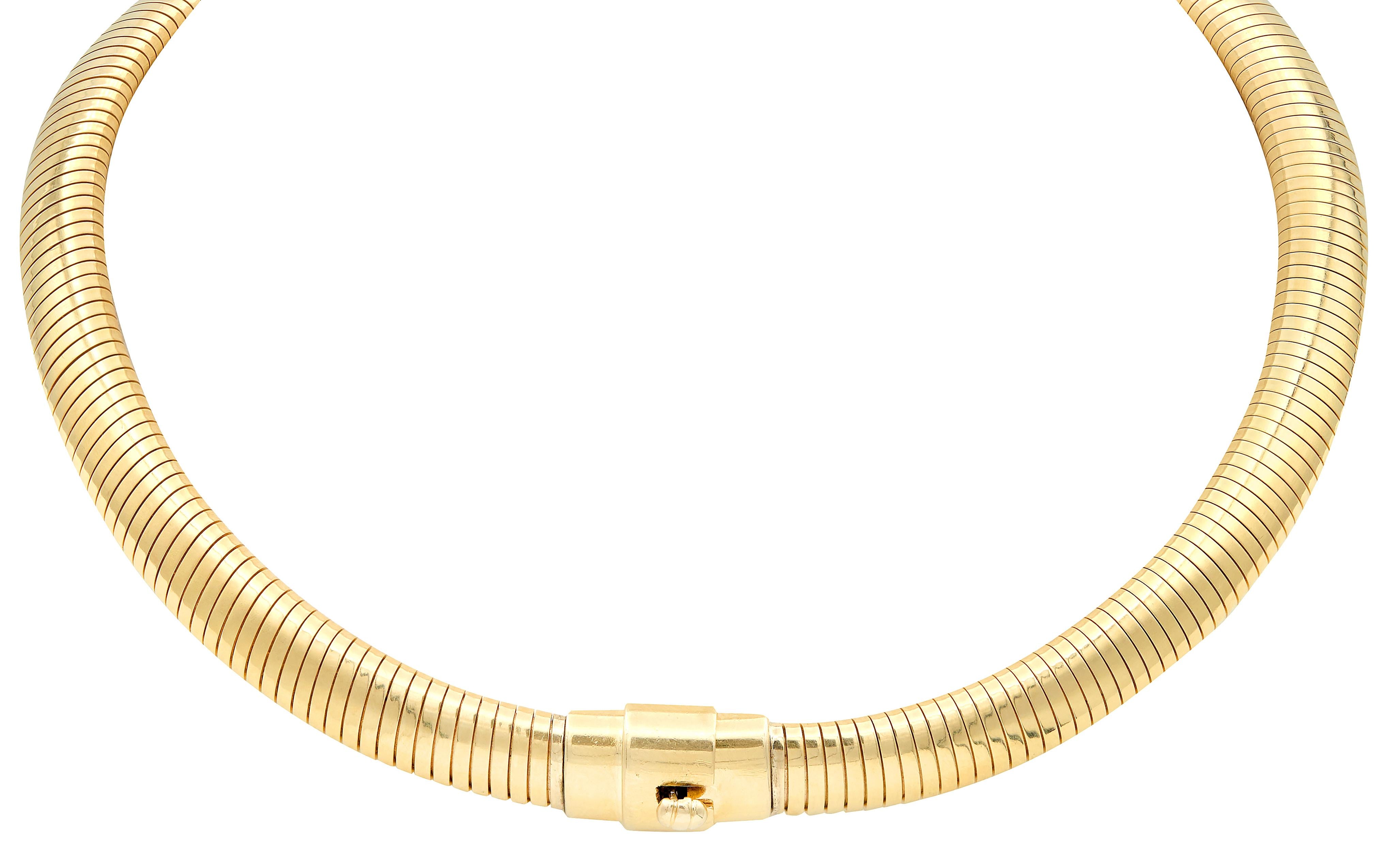Tiffany & Co. 1960's 14 Karat Yellow Gold Vintage Tubogas Collar Necklace