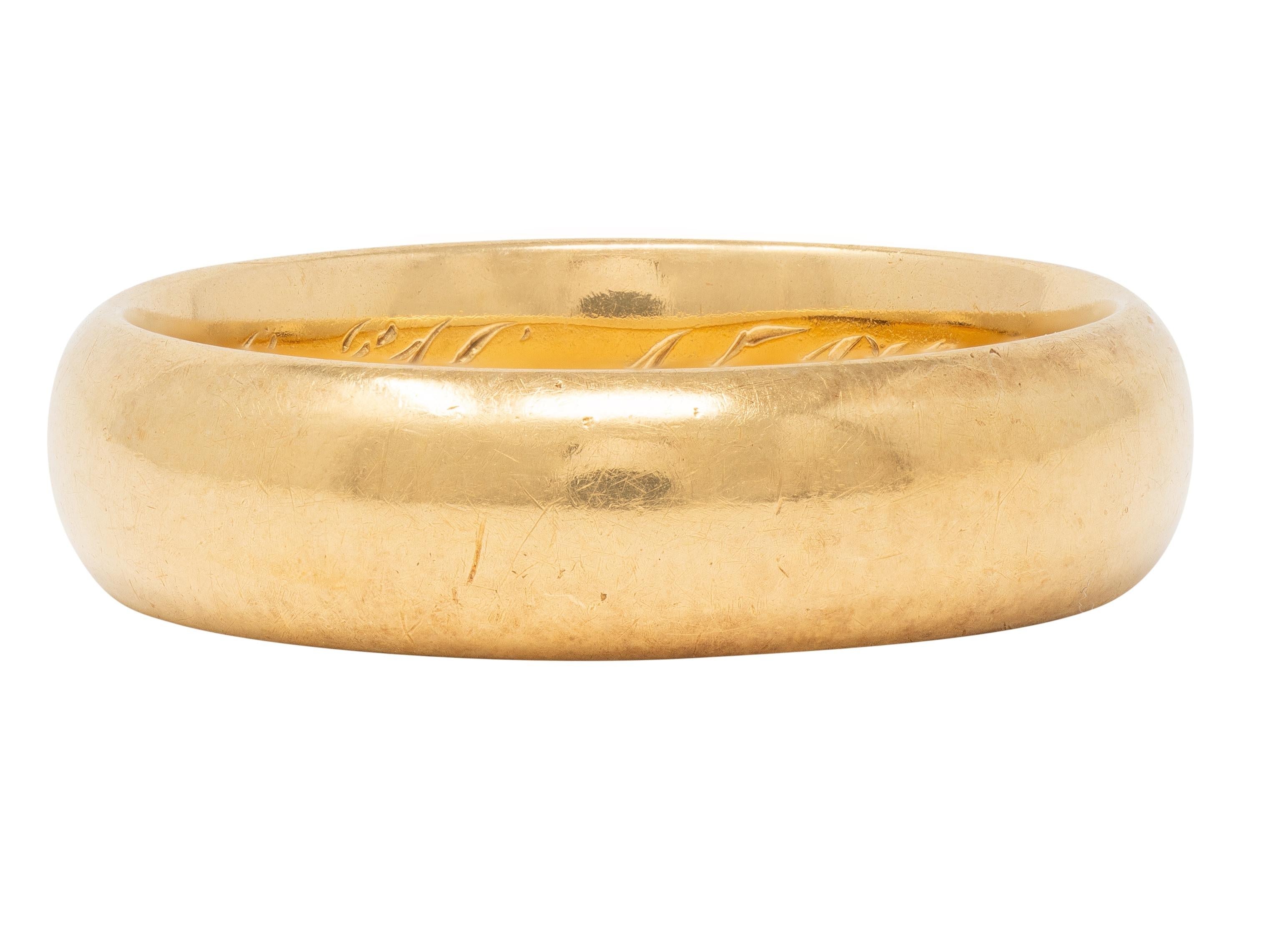 Victorian 18 Karat Yellow Gold Antique Wide Unisex Wedding Band Ring
