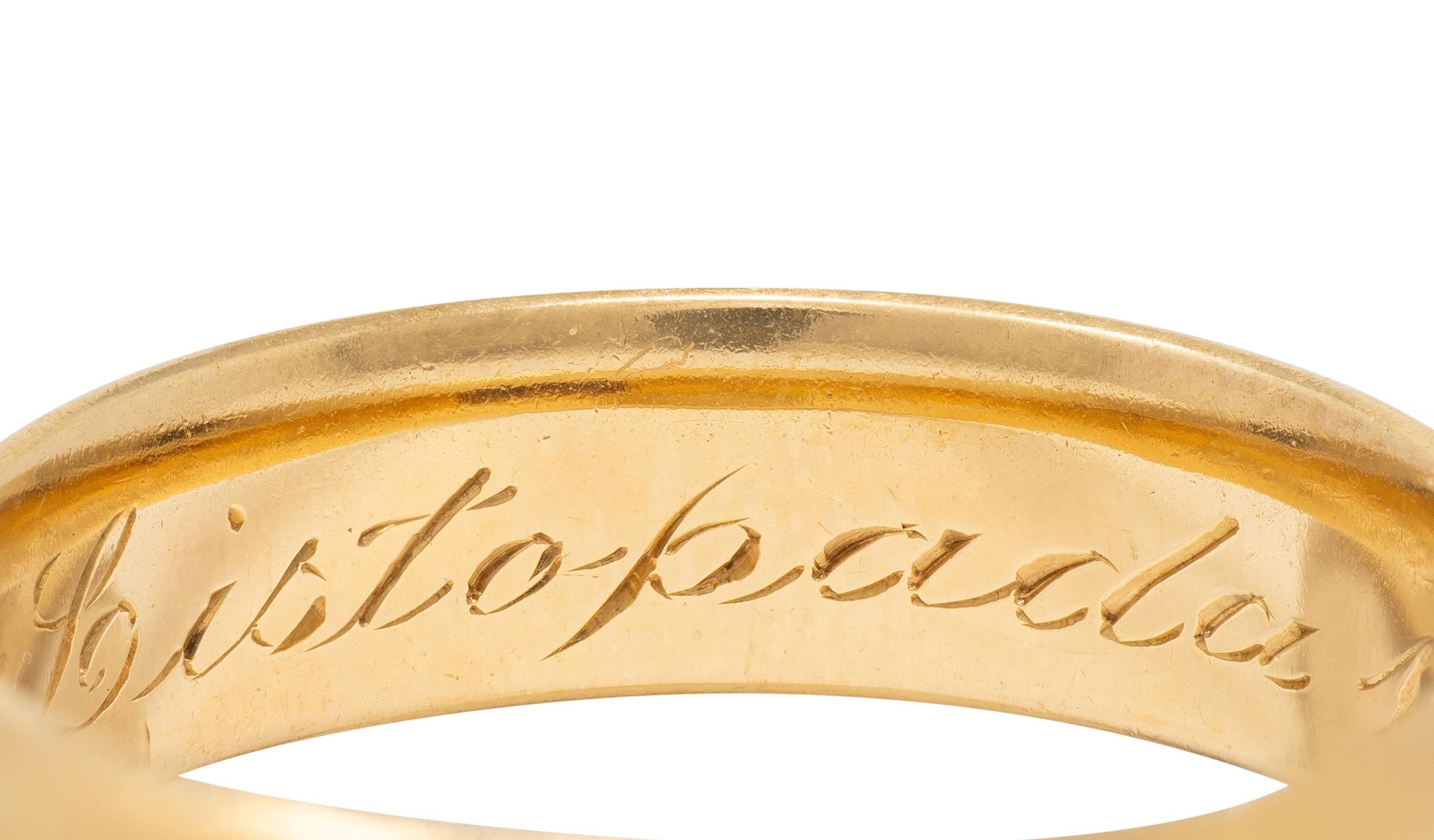 Victorian 18 Karat Yellow Gold Antique Wide Unisex Wedding Band Ring