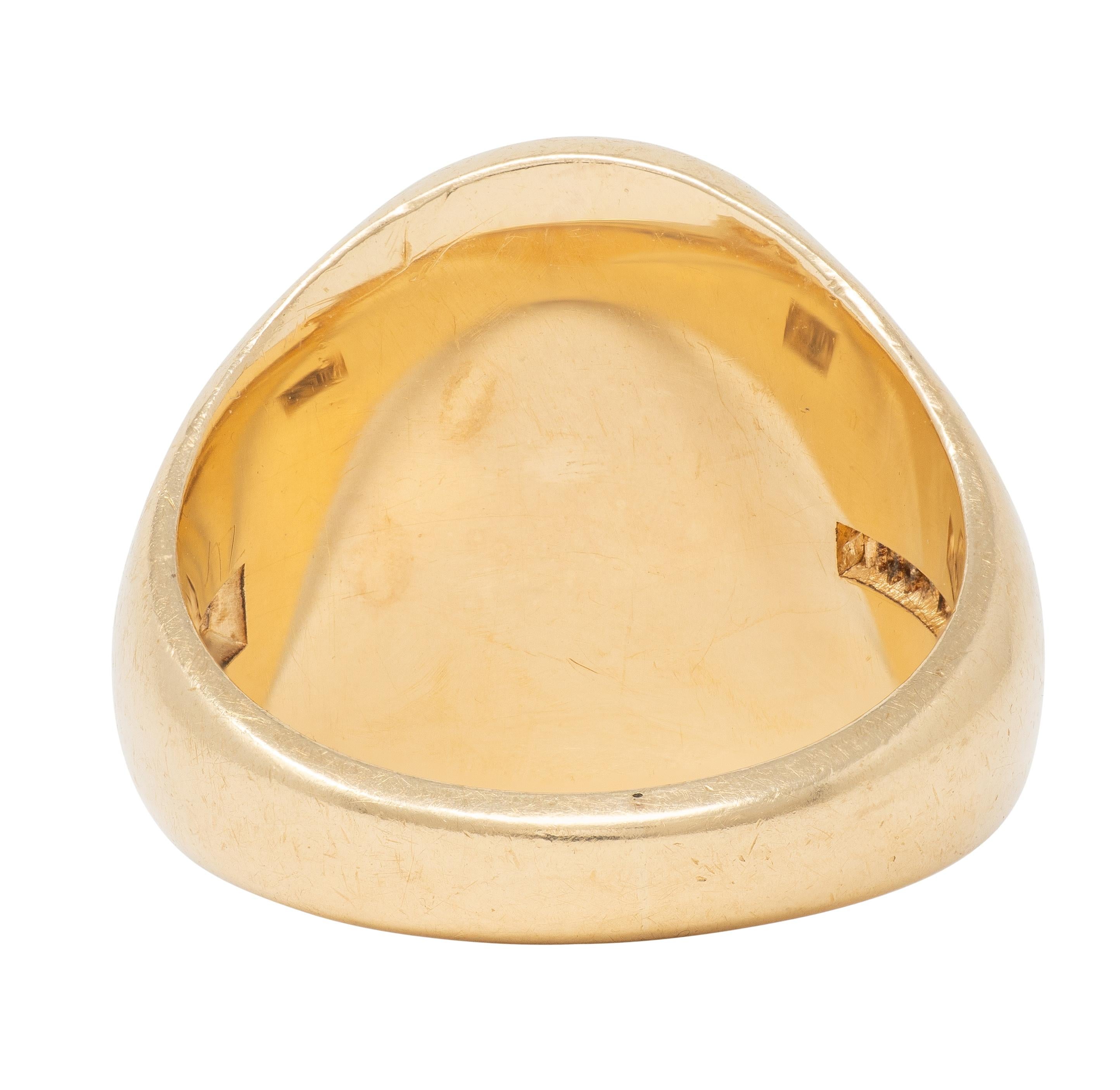 Tiffany & Co Edwardian 14K Yellow Gold Antique Unisex Heraldic Crest Signet Ring