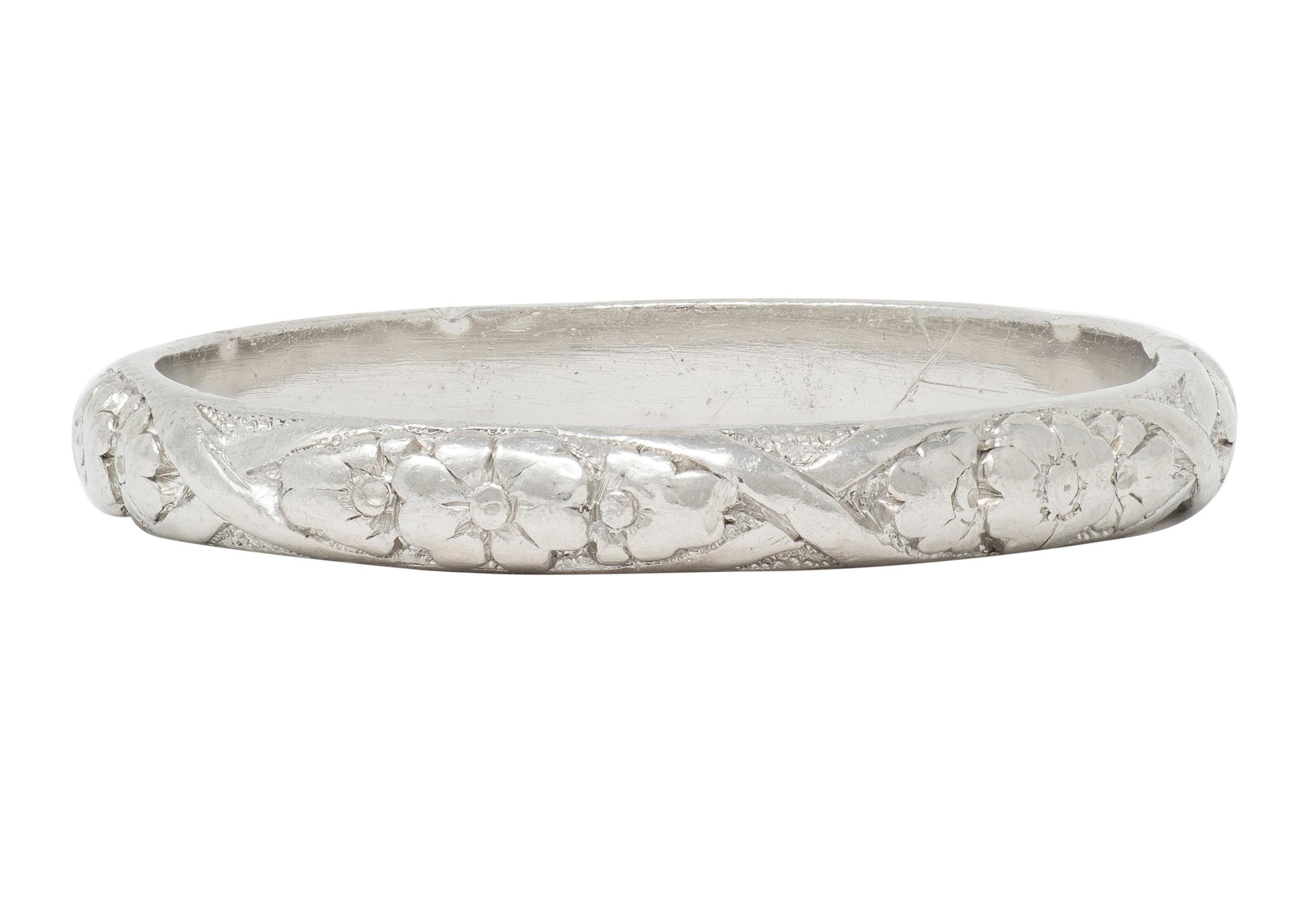 Art Deco Platinum Orange Blossom Wedding Band Ring