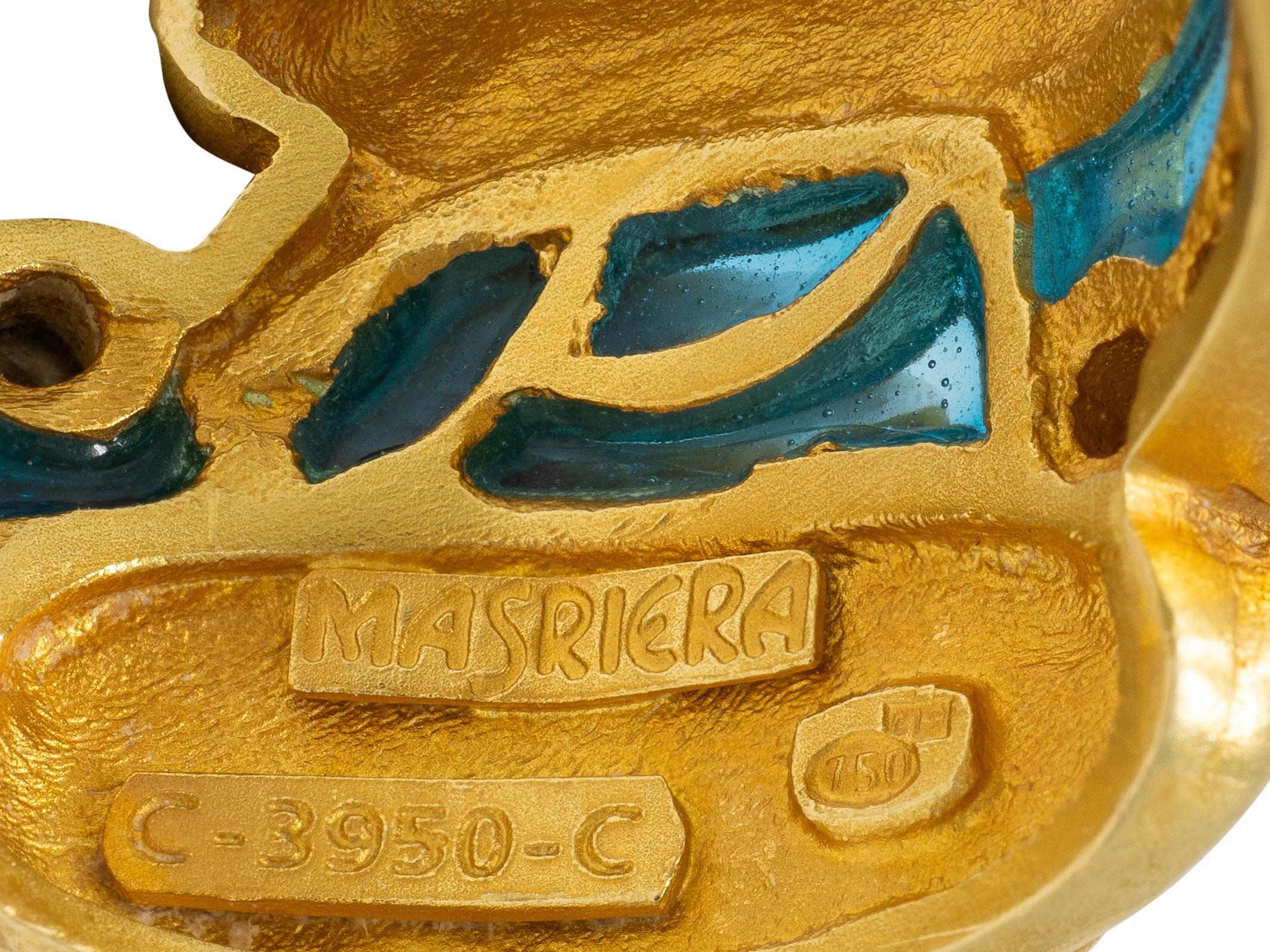 Masriera Contemporary Diamond Enamel 18K Gold Platinum Frog Water Lily Ring