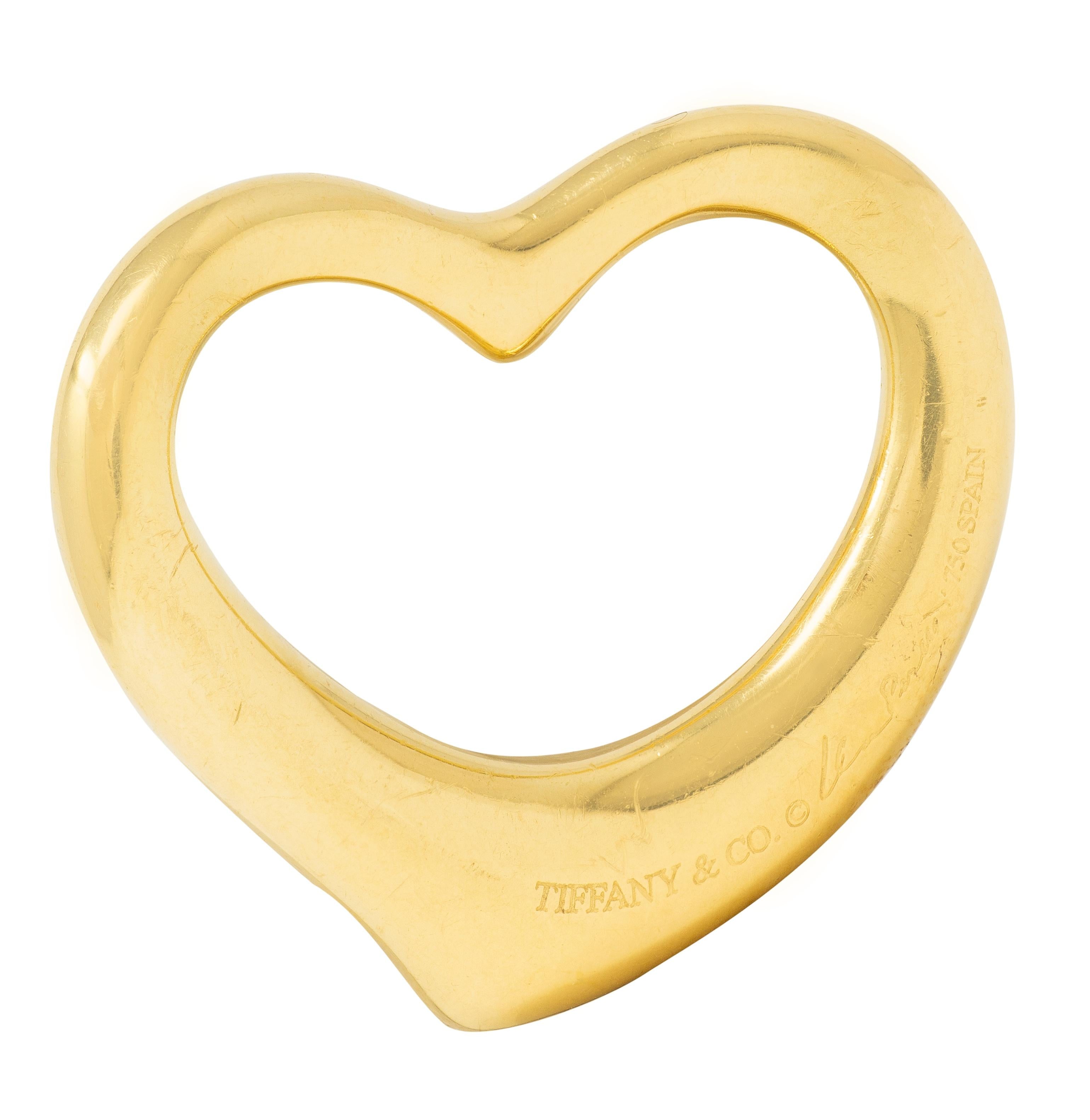 Elsa Peretti Tiffany & Co. 1990's 18K Yellow Gold Vintage Open Heart Pendant