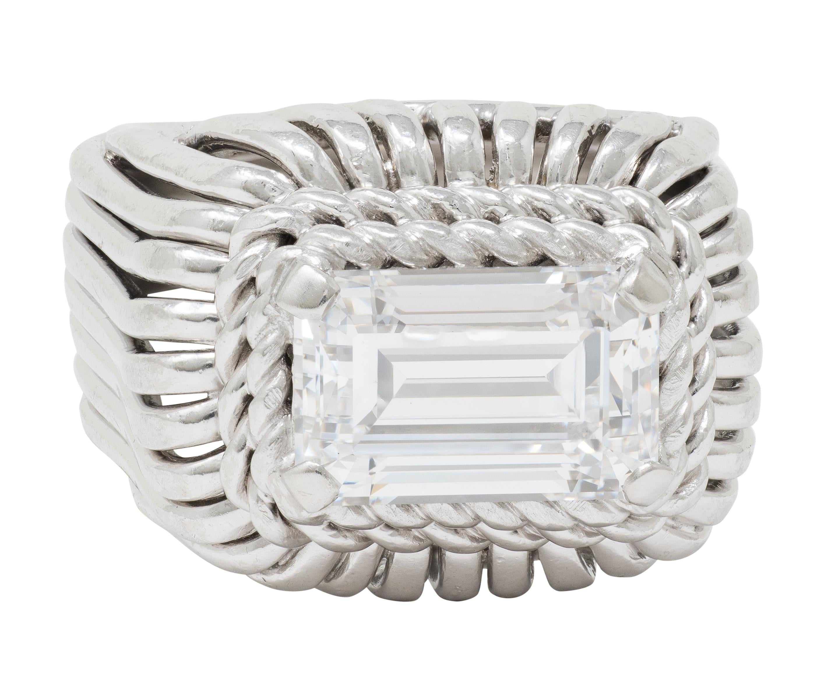 Marchak Paris 1960's 2.53 CT Diamond Platinum Vintage Wire Dome Ring GIA