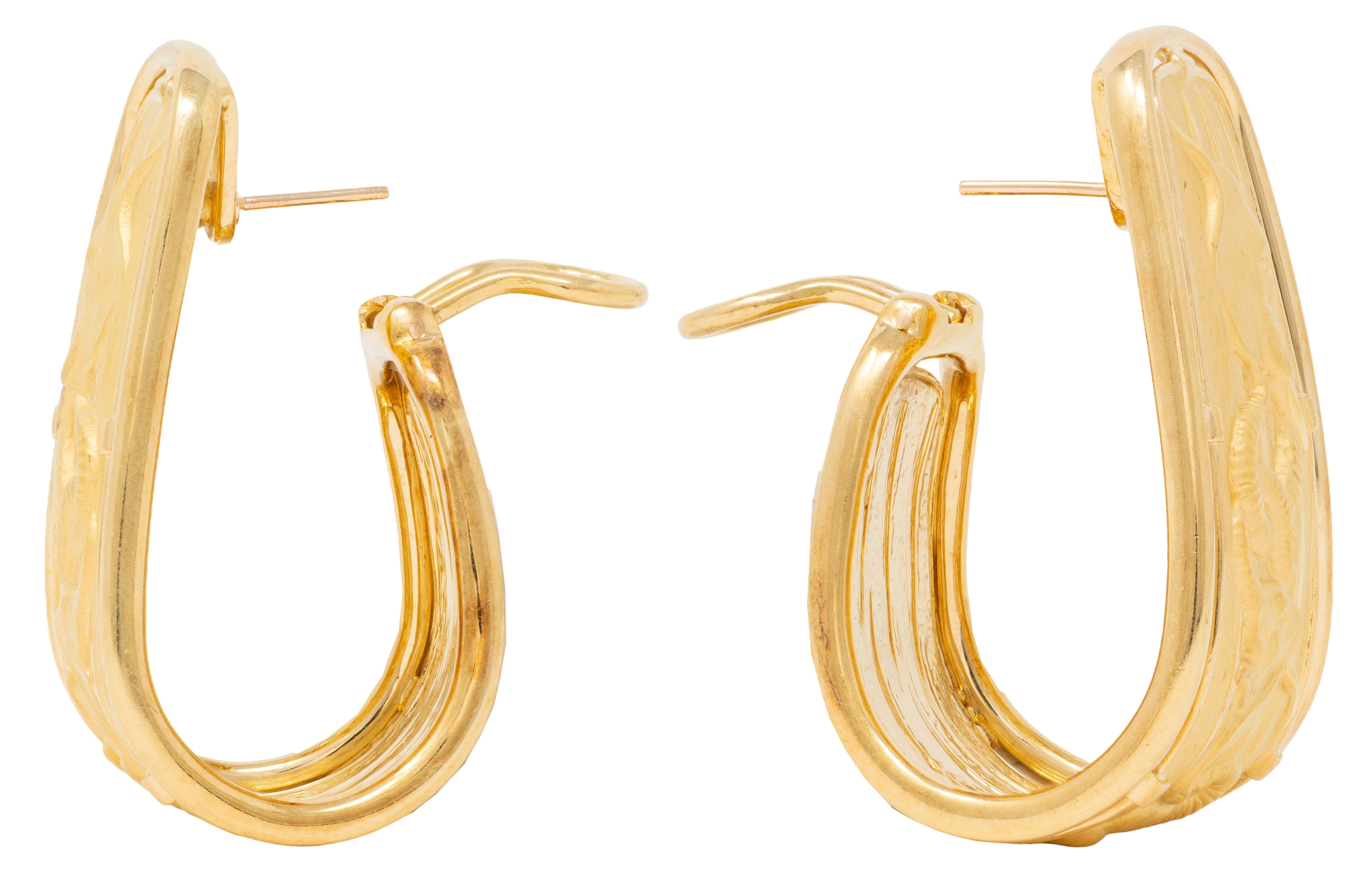 Carrera y Carrera 1990's 18 Karat Yellow Gold Vintage Elephant Animal Earrings