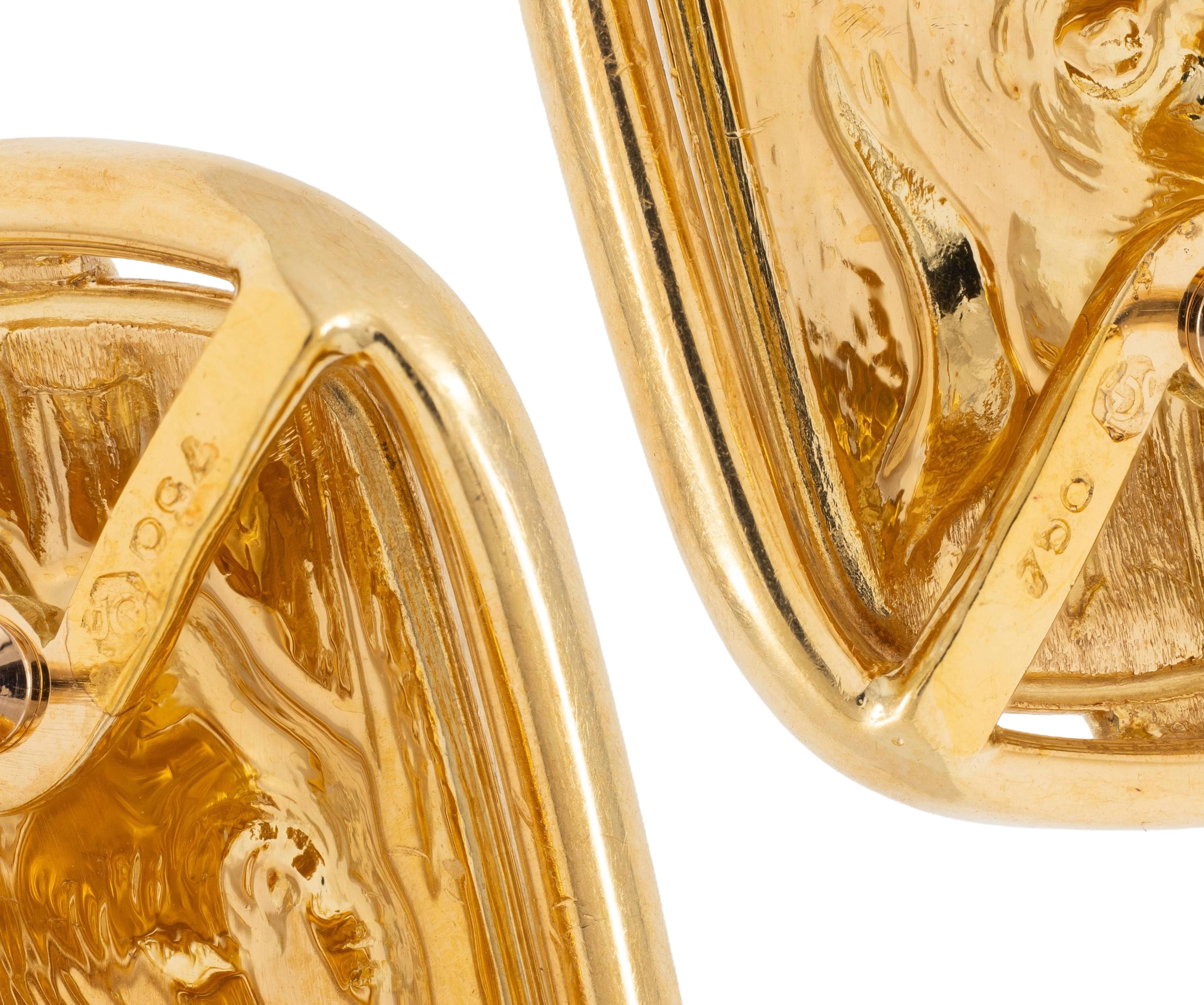 Carrera y Carrera 1990's 18 Karat Yellow Gold Vintage Elephant Animal Earrings