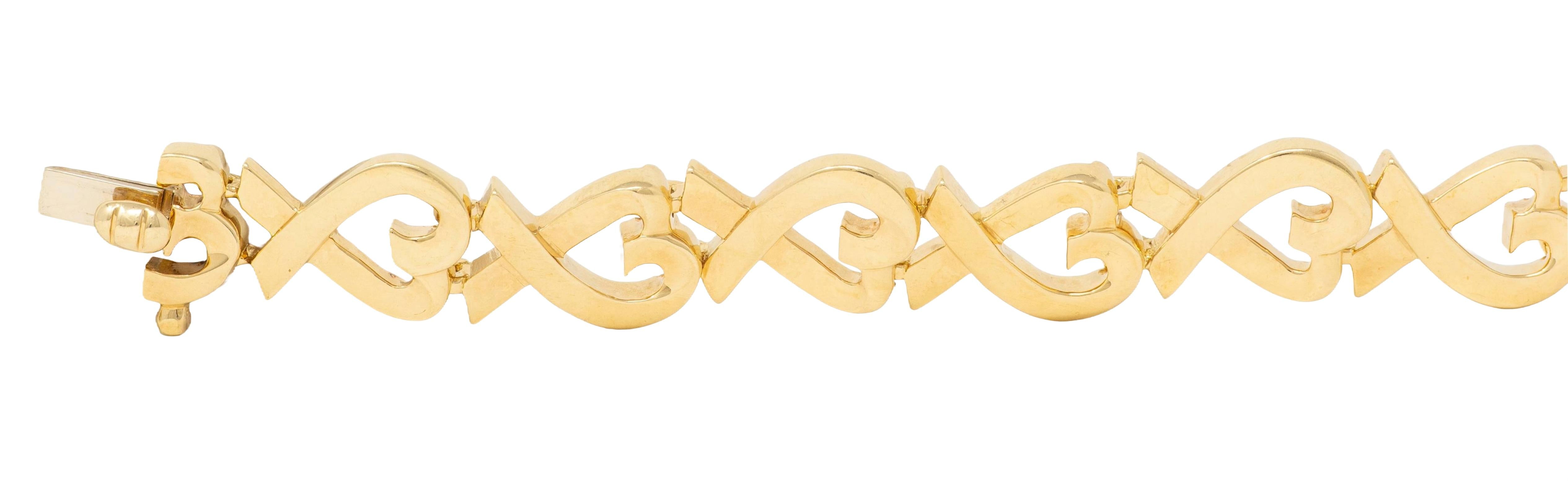 Tiffany & Co. Paloma Picasso 1980's 18K Gold Vintage Loving Hearts Bracelet