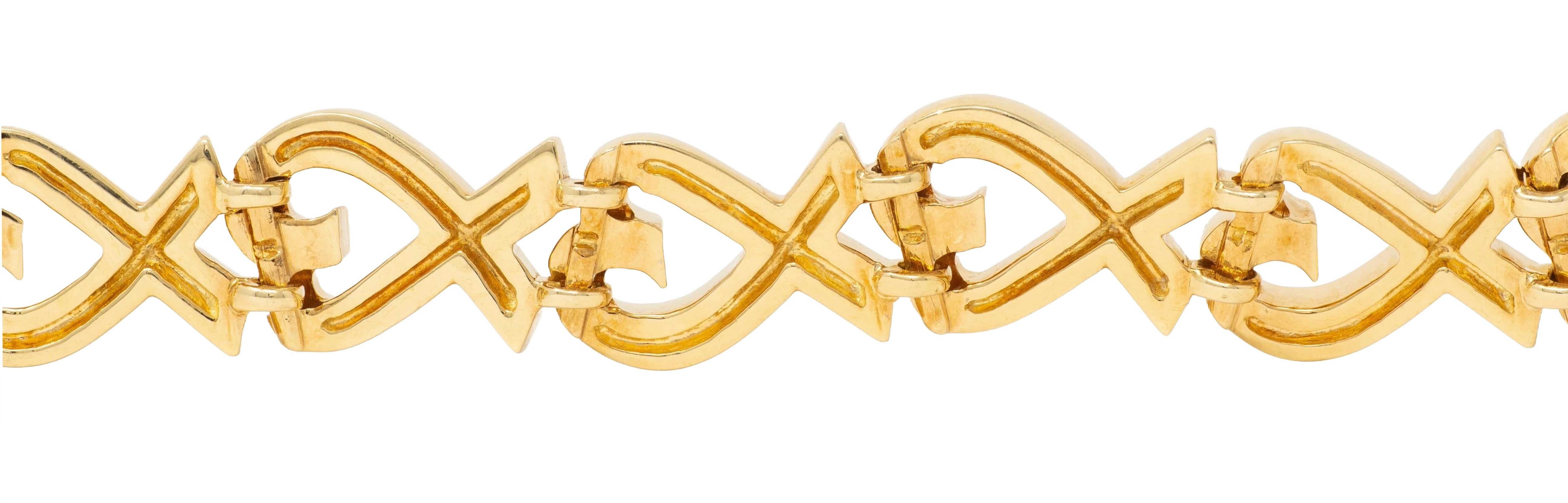 Tiffany & Co. Paloma Picasso 1980's 18K Gold Vintage Loving Hearts Bracelet