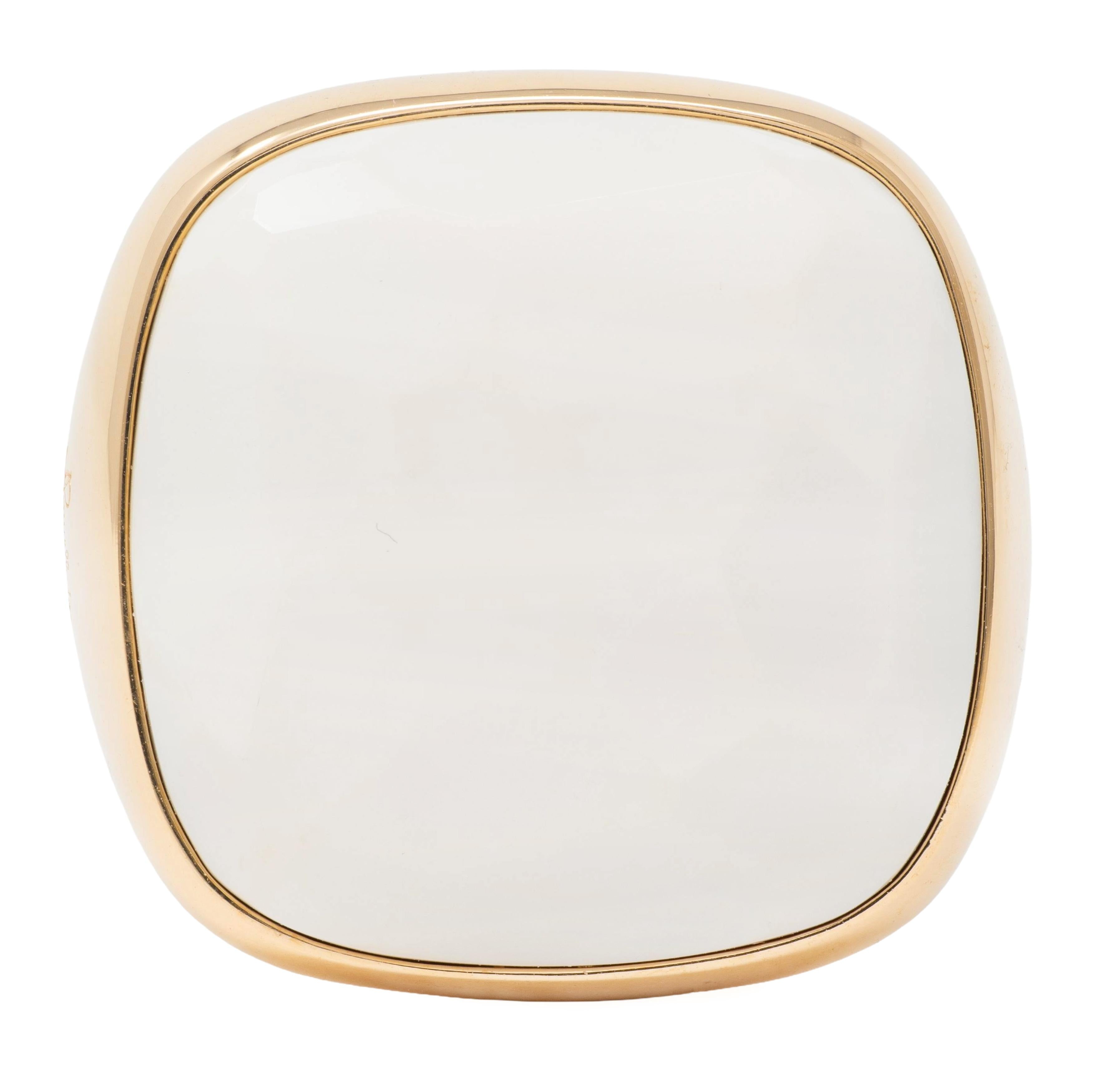 Pomellato Contemporary White Chalcedony 18K Yellow Gold Faceted Cocktail Ring