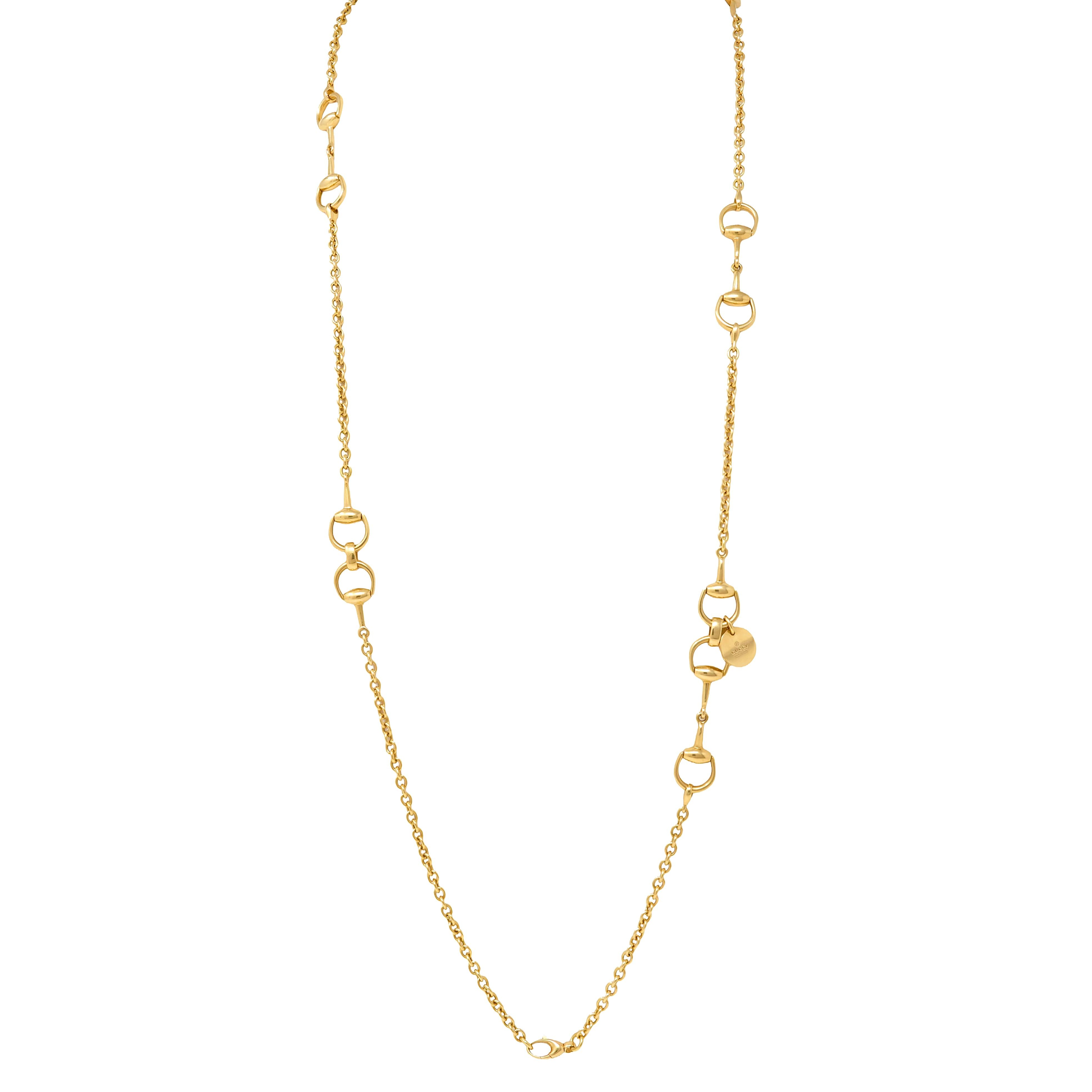 Gucci 1990's 18 Karat Yellow Gold Vintage Horsebit Long Chain Necklace