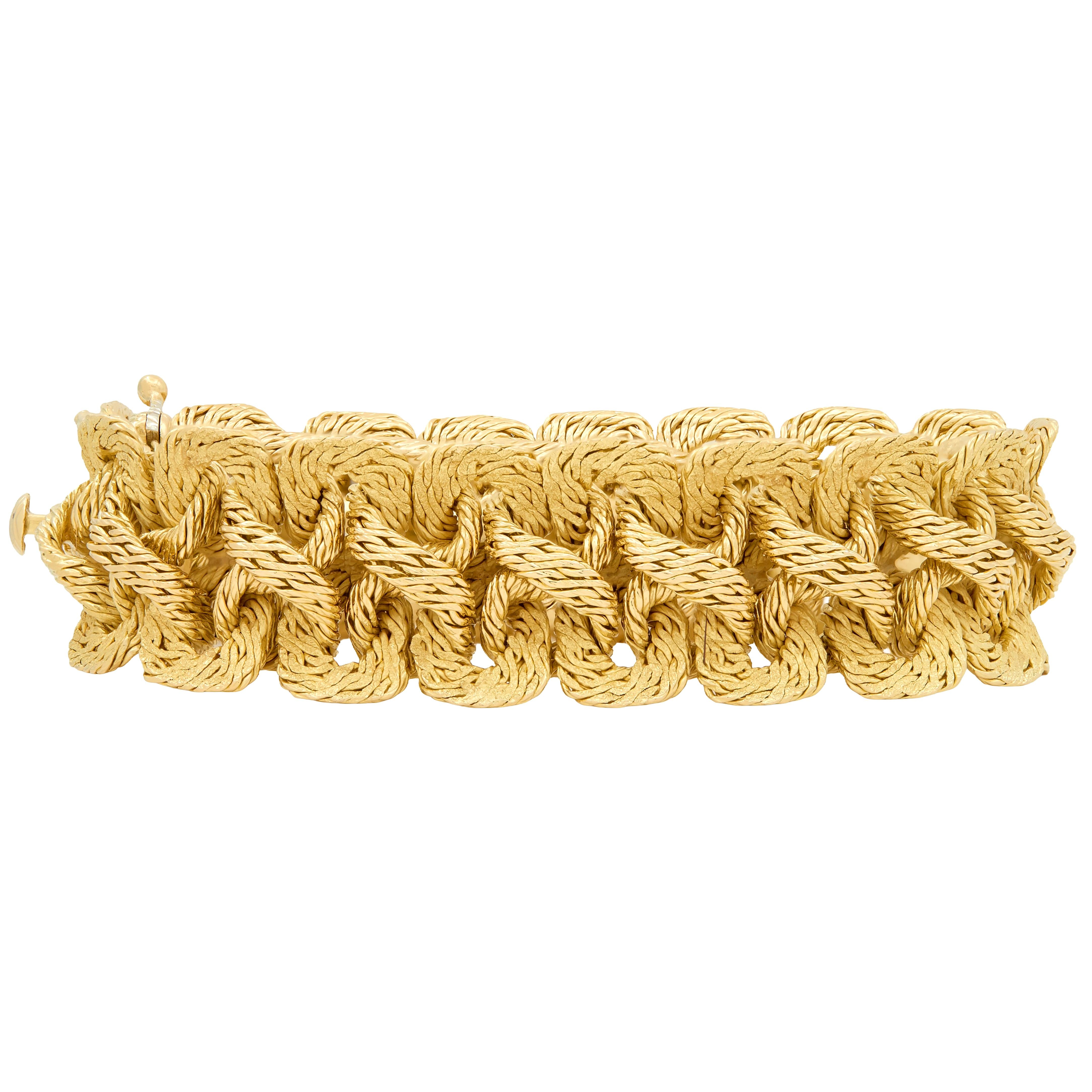 Bulgari Georges L'Enfant 1970's 18K Gold Vintage Woven Mesh Link Bracelet