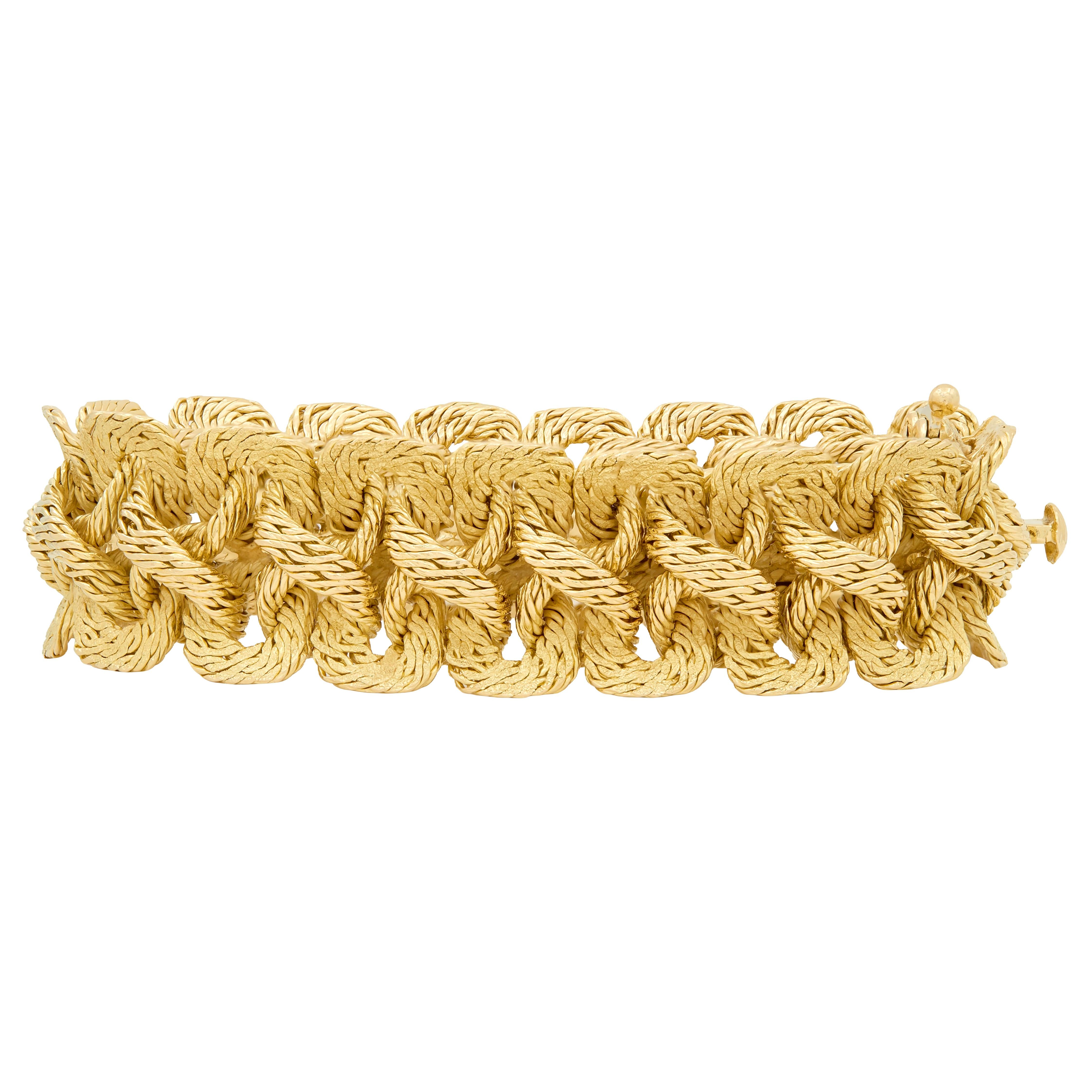 Bulgari Georges L'Enfant 1970's 18K Gold Vintage Woven Mesh Link Bracelet