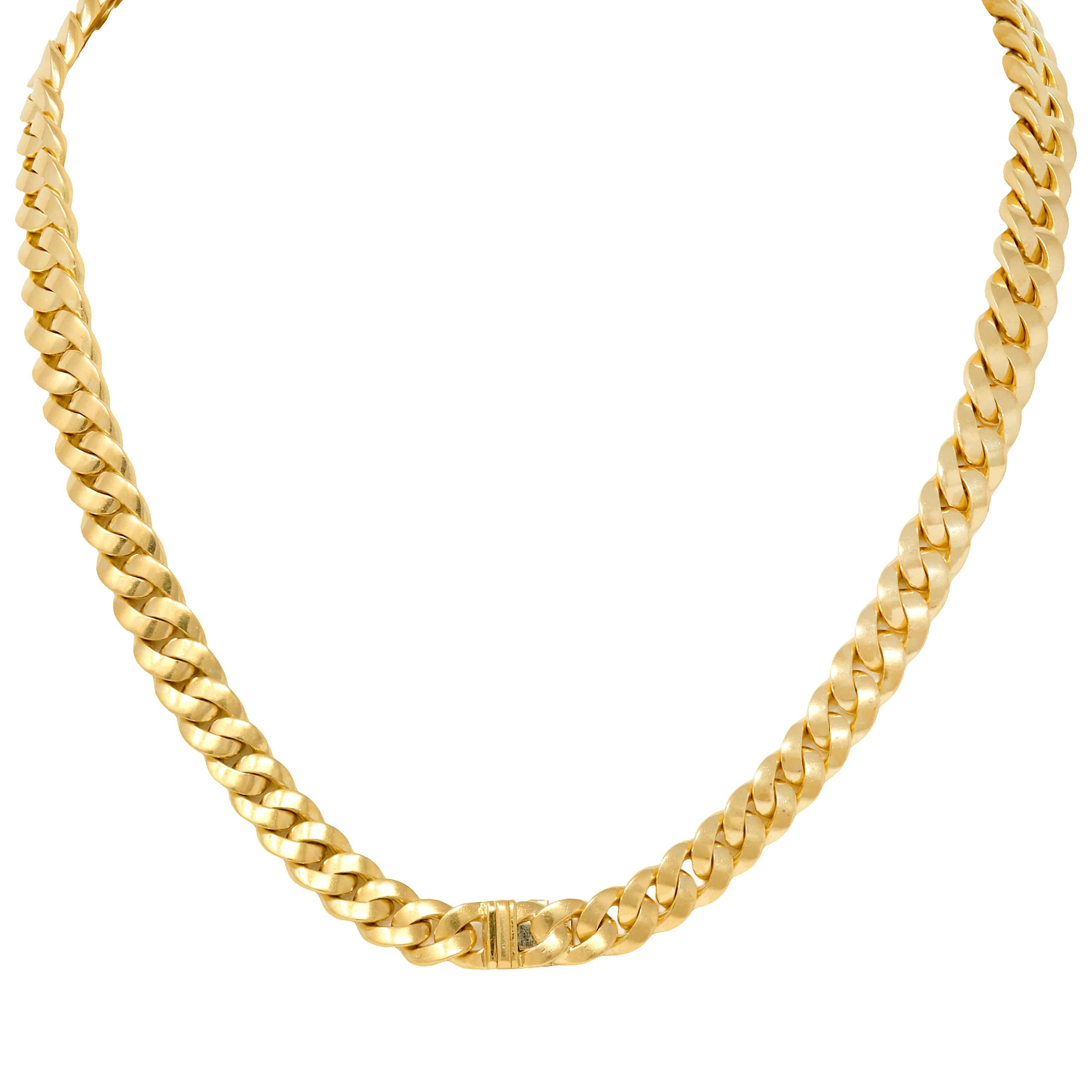 Bulgari 1980's 18 Karat Yellow Gold Vintage Graduated Curb Link Chain Necklace