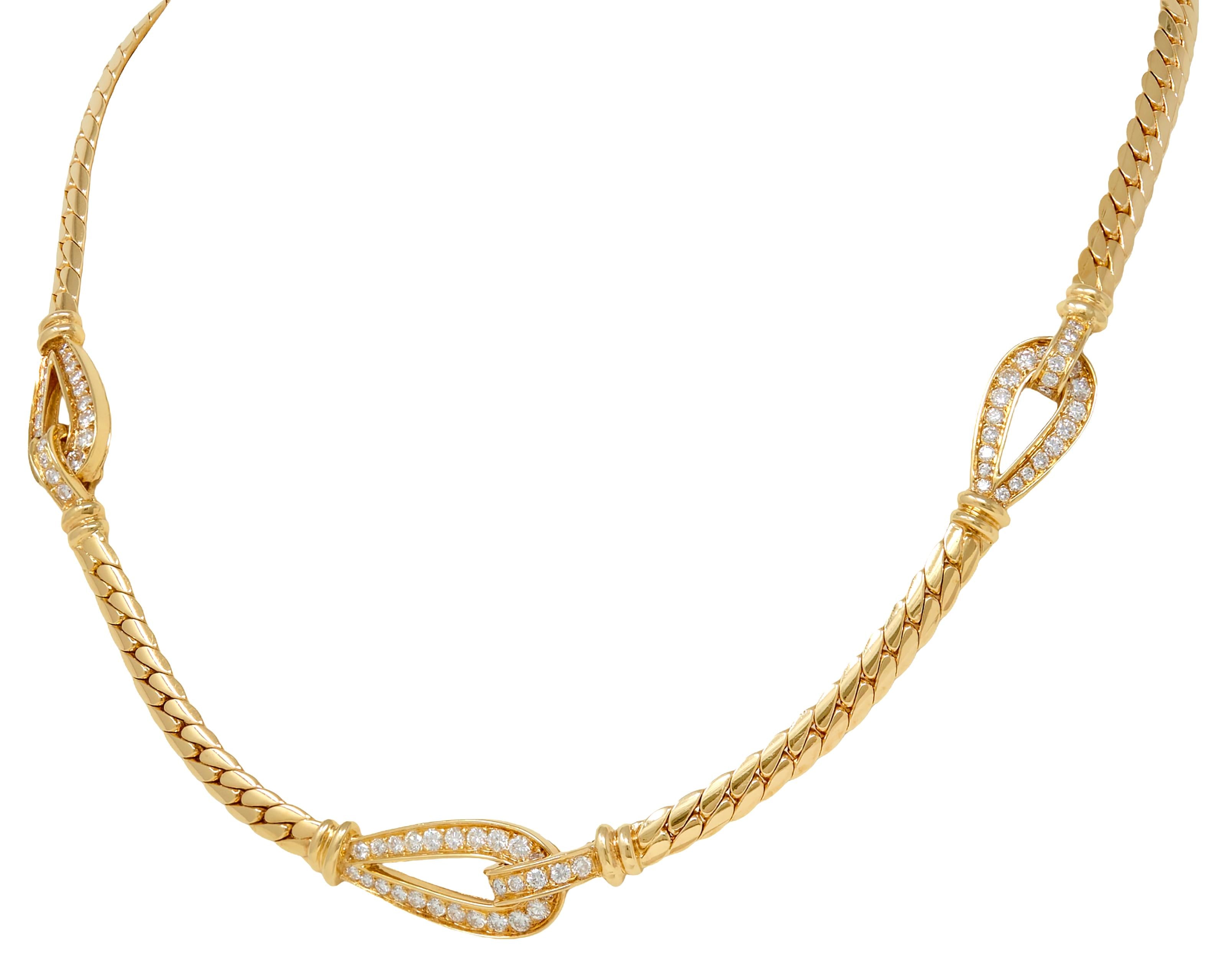 Cartier Georges L'Enfant French 1970's Diamond 18K Yellow Gold Vintage Necklace