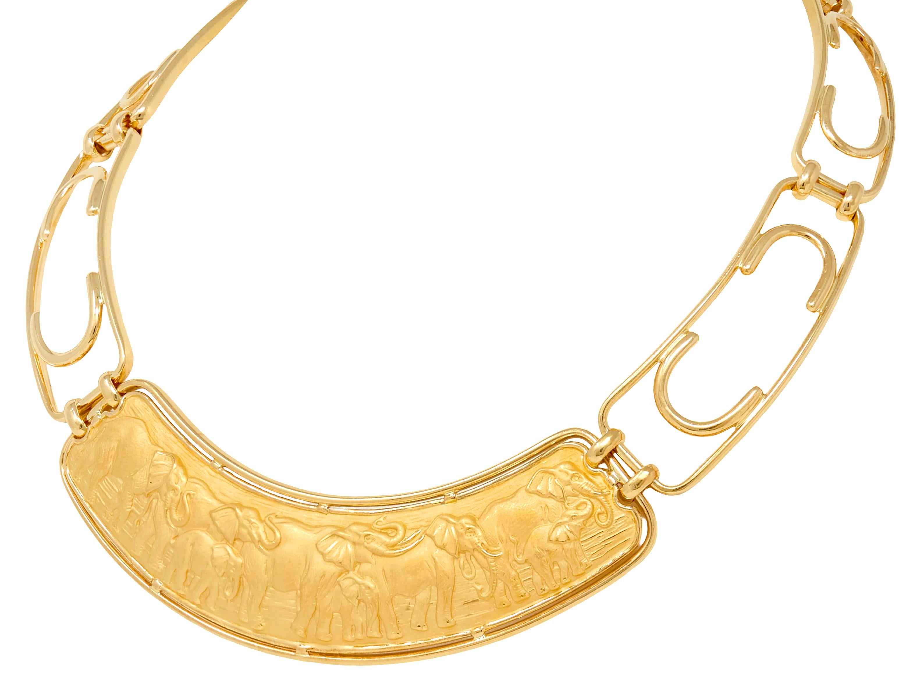 Carrera y Carrera 18 Karat Yellow Gold Vintage Elephant Animal Collar Necklace