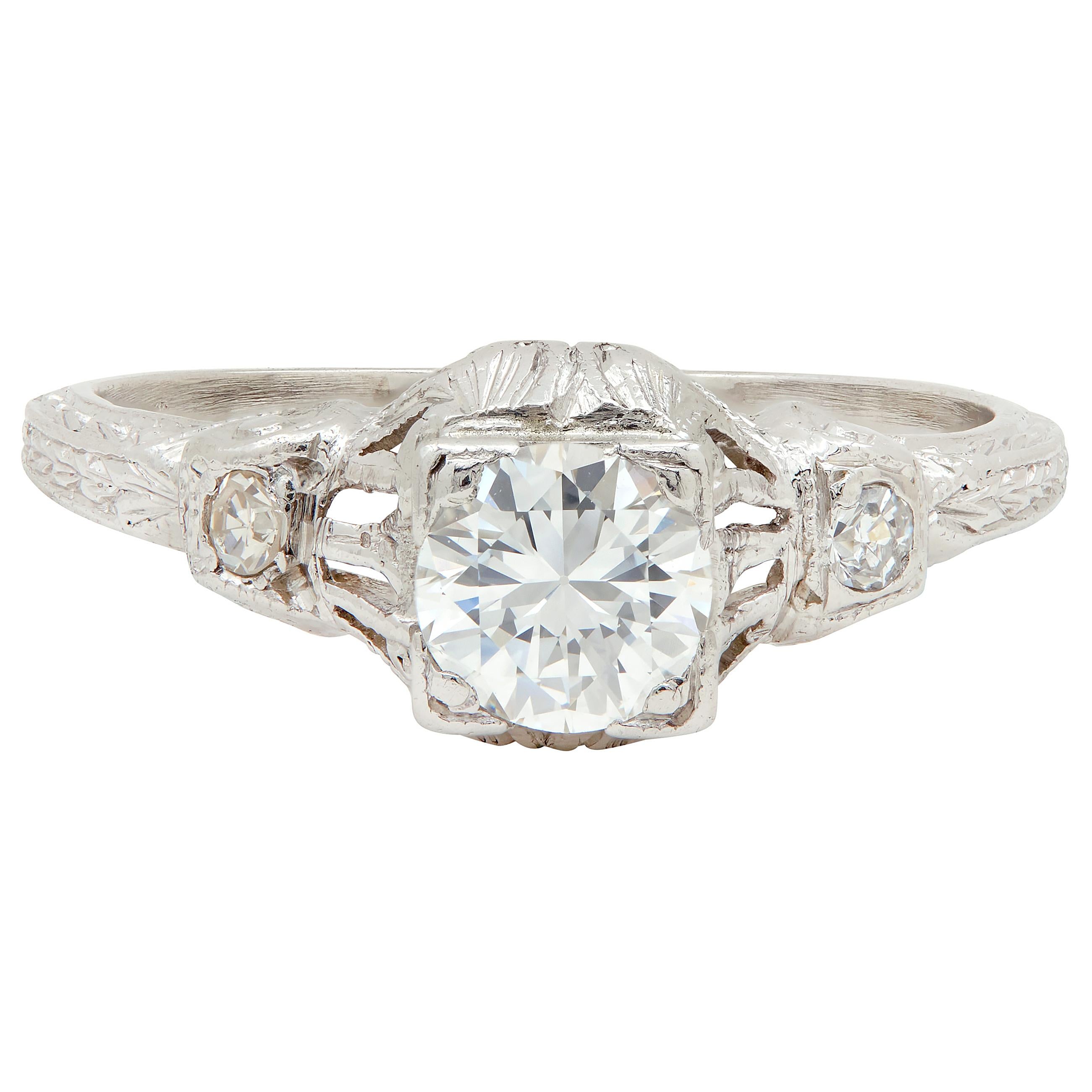 Maurice Tishman Art Deco 0.40 CTW Diamond Platinum Vintage Engagement Ring