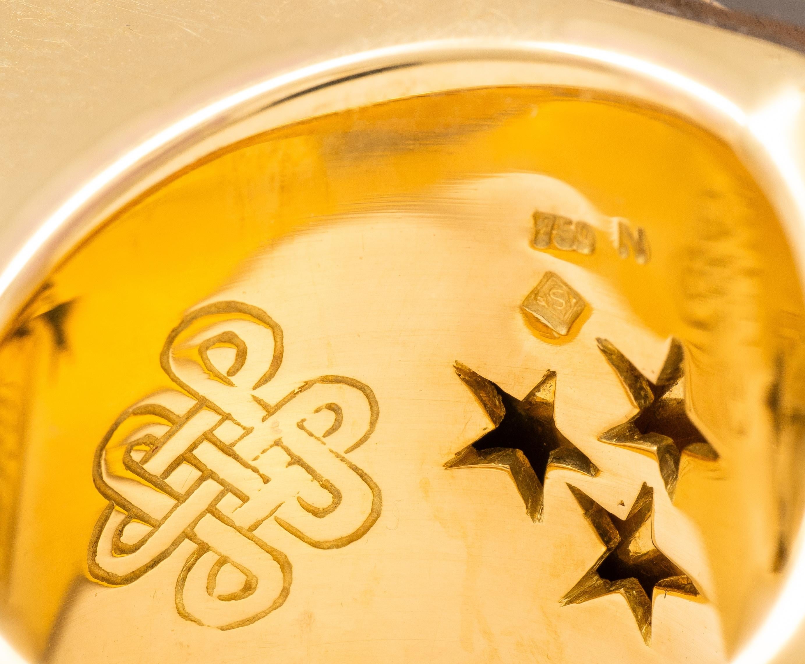 H. Stern Diane Von Furstenberg Rutilated Quartz 18 Karat Yellow Gold Power Ring