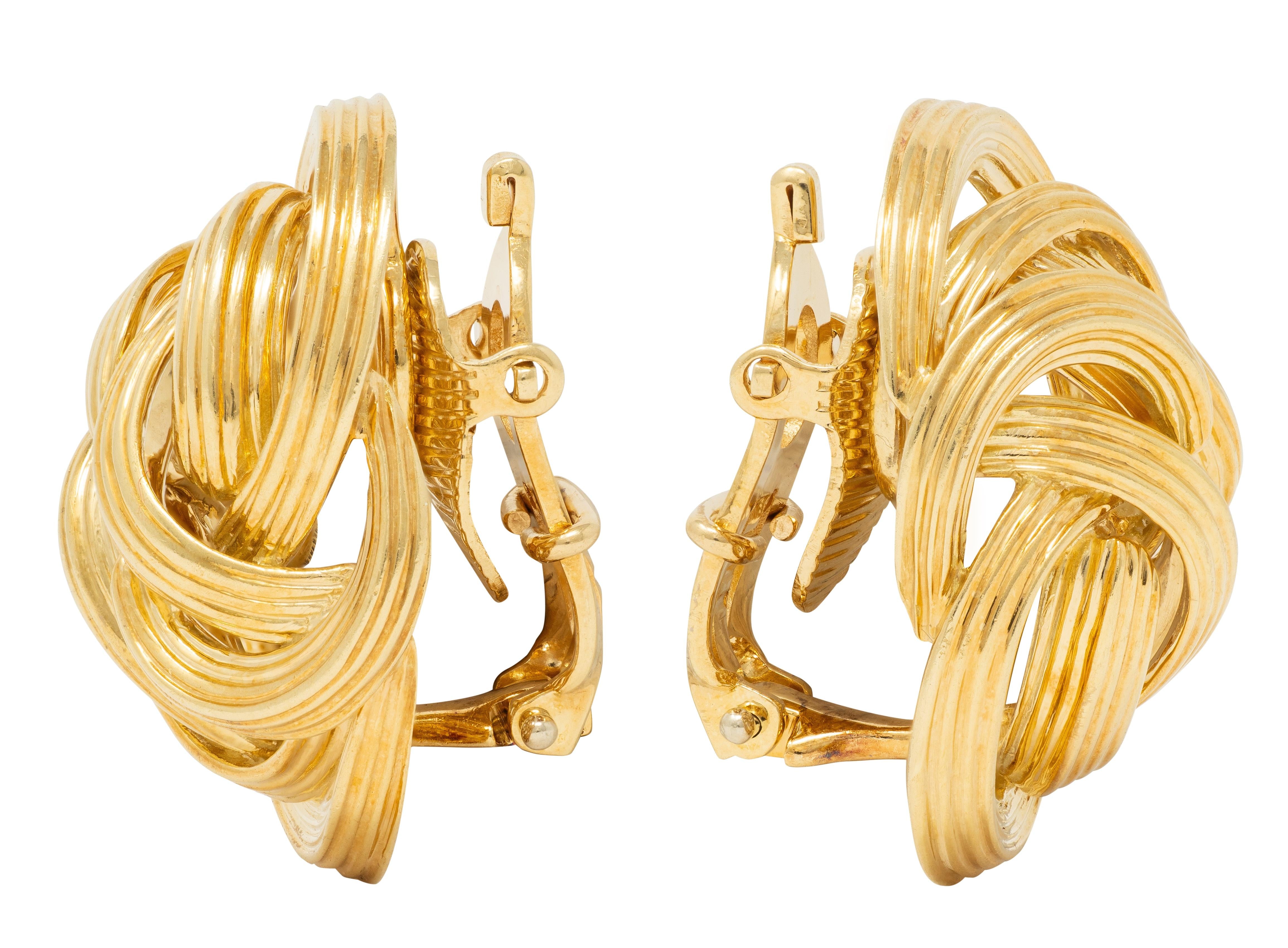 Tiffany & Co. 1960's 18 Karat Yellow Gold Vintage Knot Ear-Clip Earrings