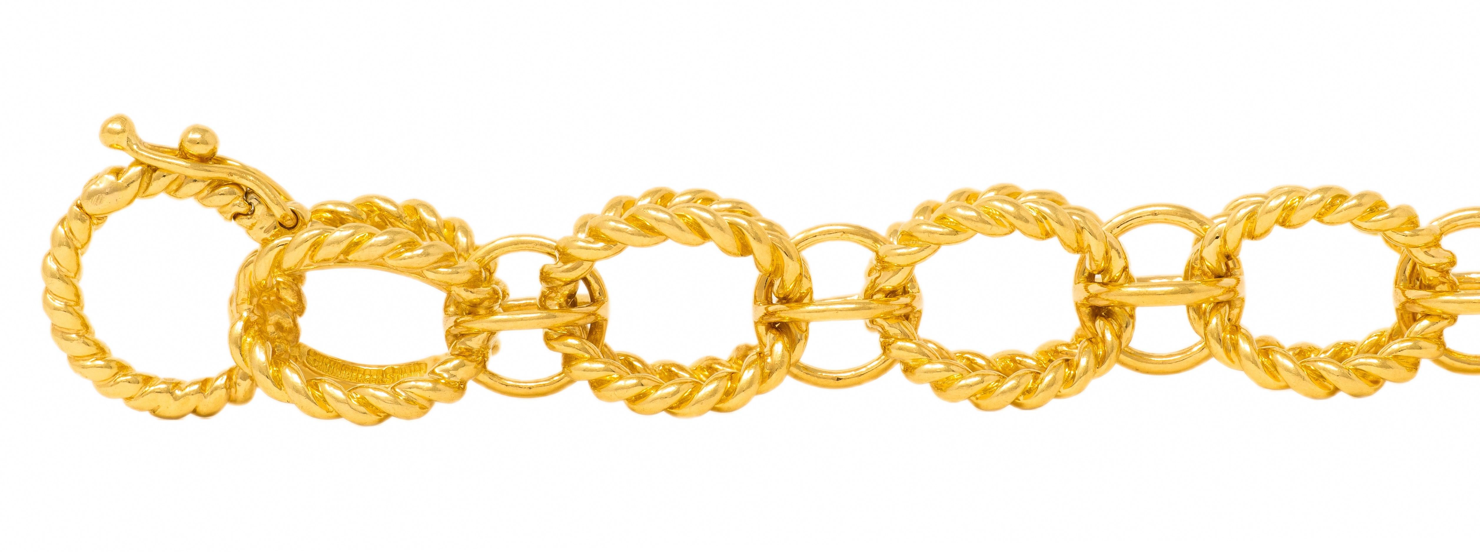 Tiffany & Co. Schlumberger 1960's 18K Gold Twisted Sphere Link Vintage Bracelet