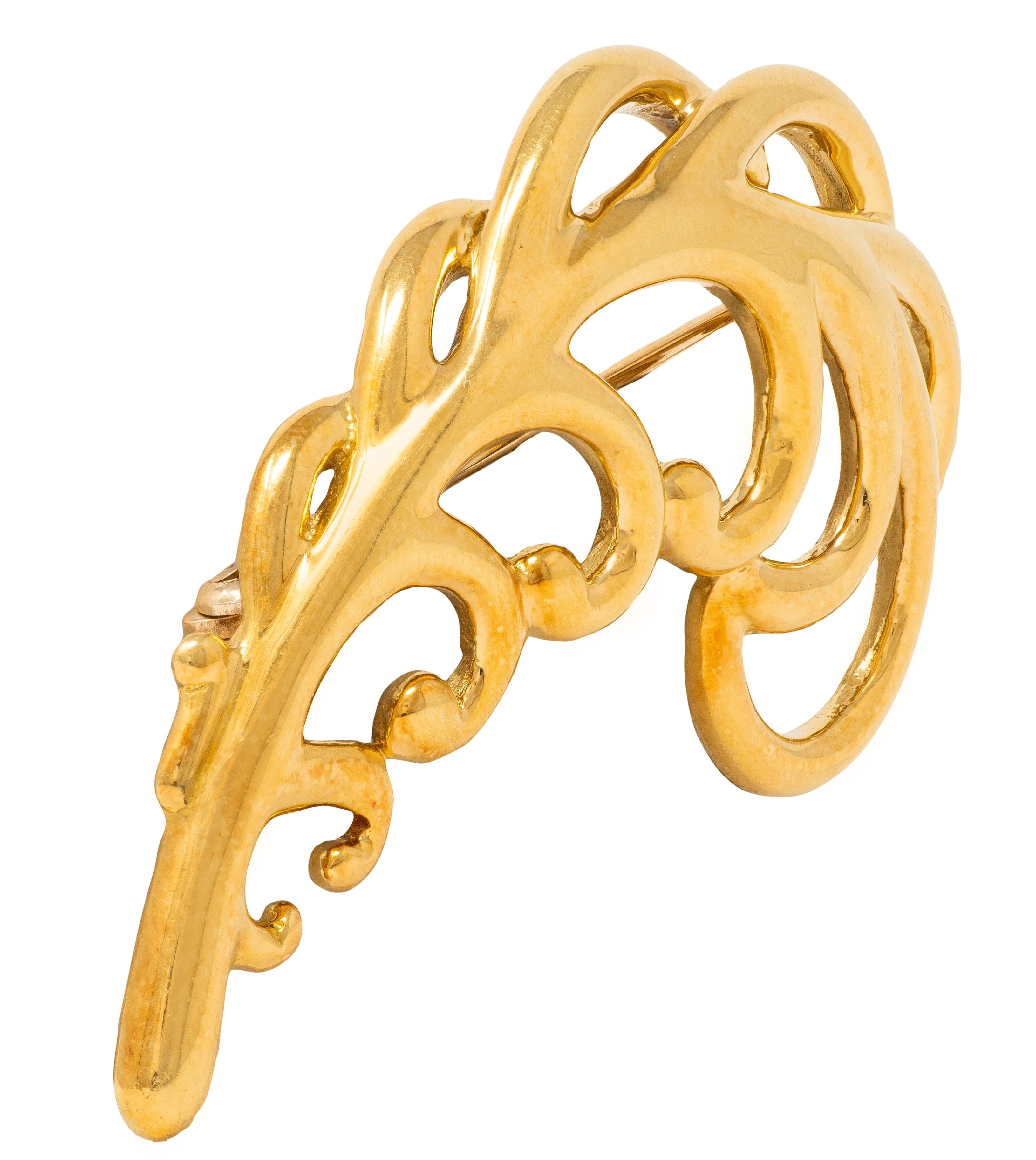 Paloma Picasso Tiffany & Co. 1989 18K Yellow Gold Vintage Feather Plume Brooch