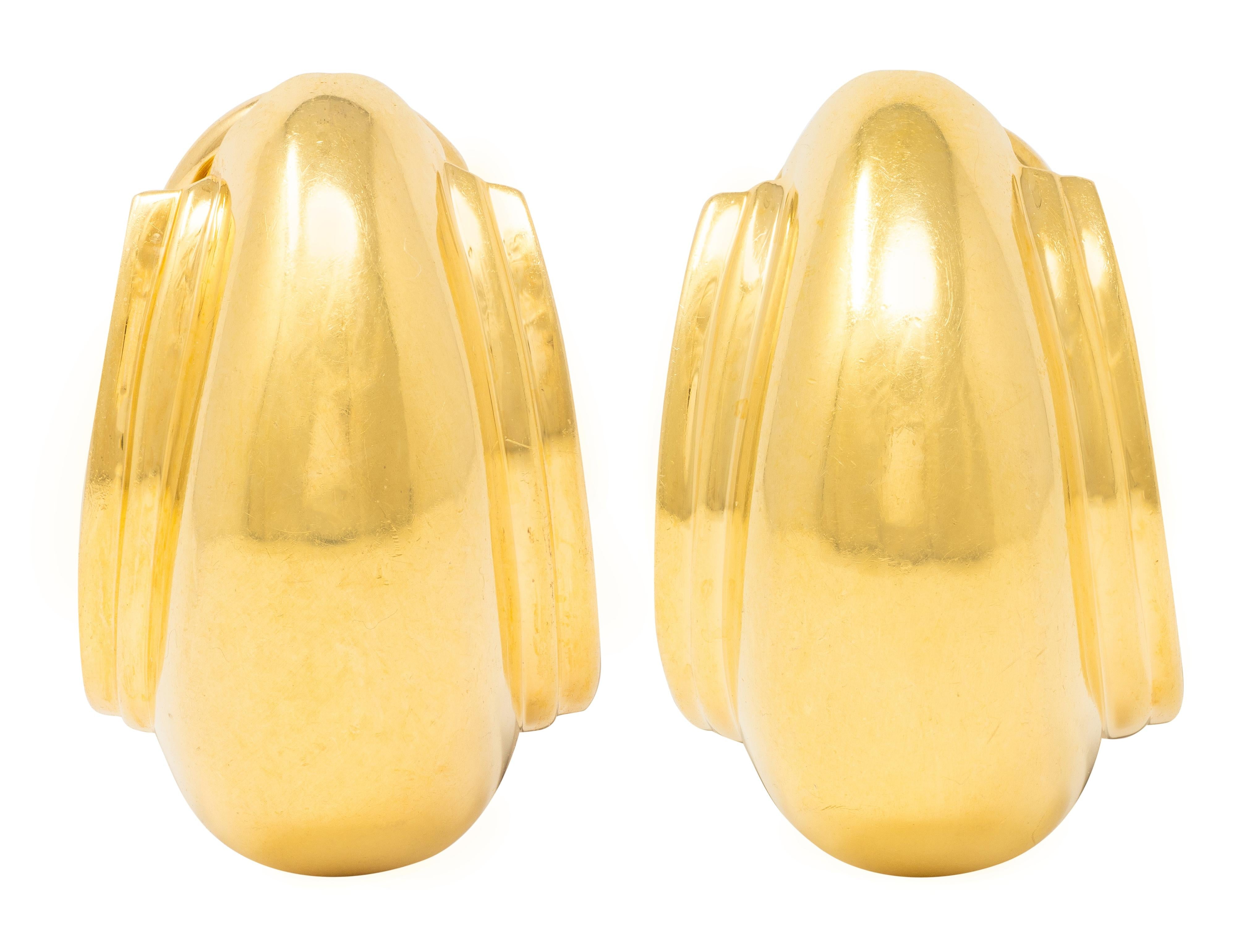 Tiffany & Co. Paloma Picasso 1980's 18K Yellow Gold J-Hoop Ear-Clip Earrings