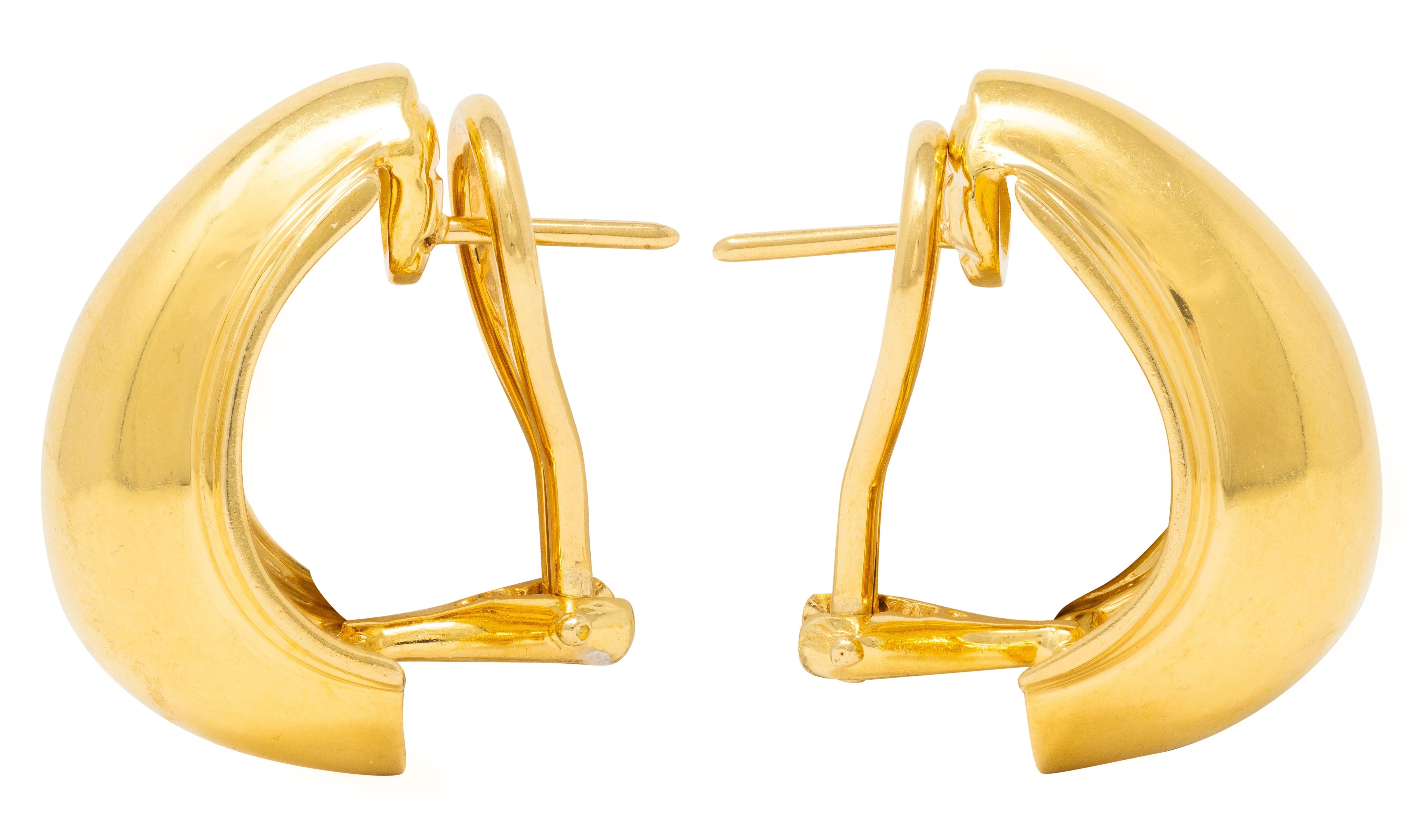 Tiffany & Co. Paloma Picasso 1980's 18K Yellow Gold J-Hoop Ear-Clip Earrings