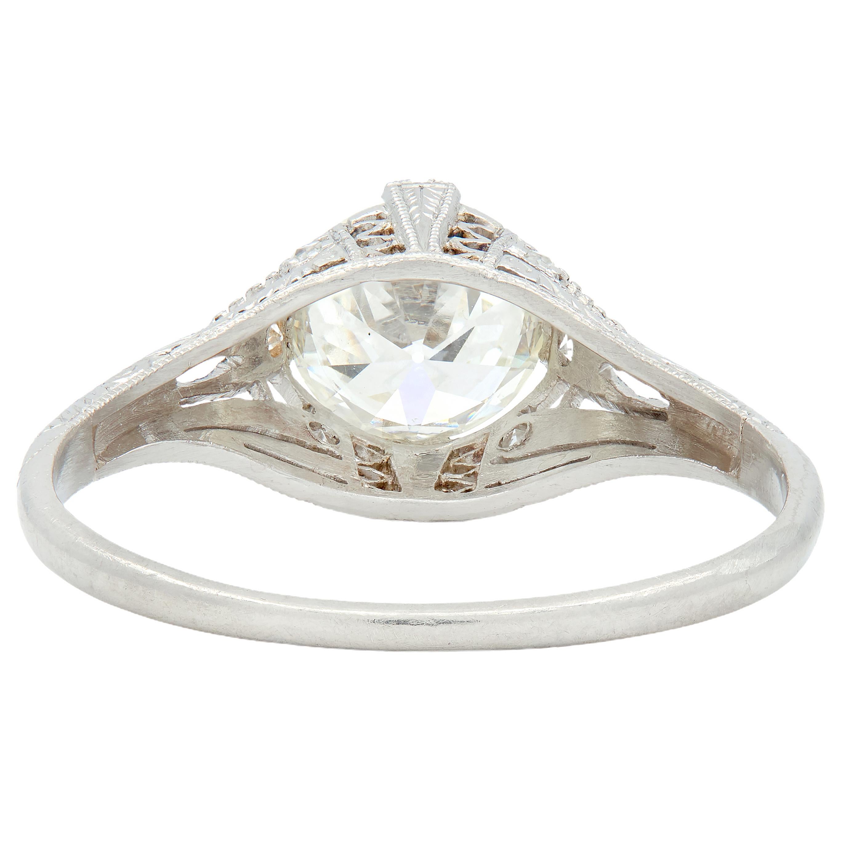 Art Deco 1.26 CTW Old European Cut Diamond Platinum Vintage Engagement Ring