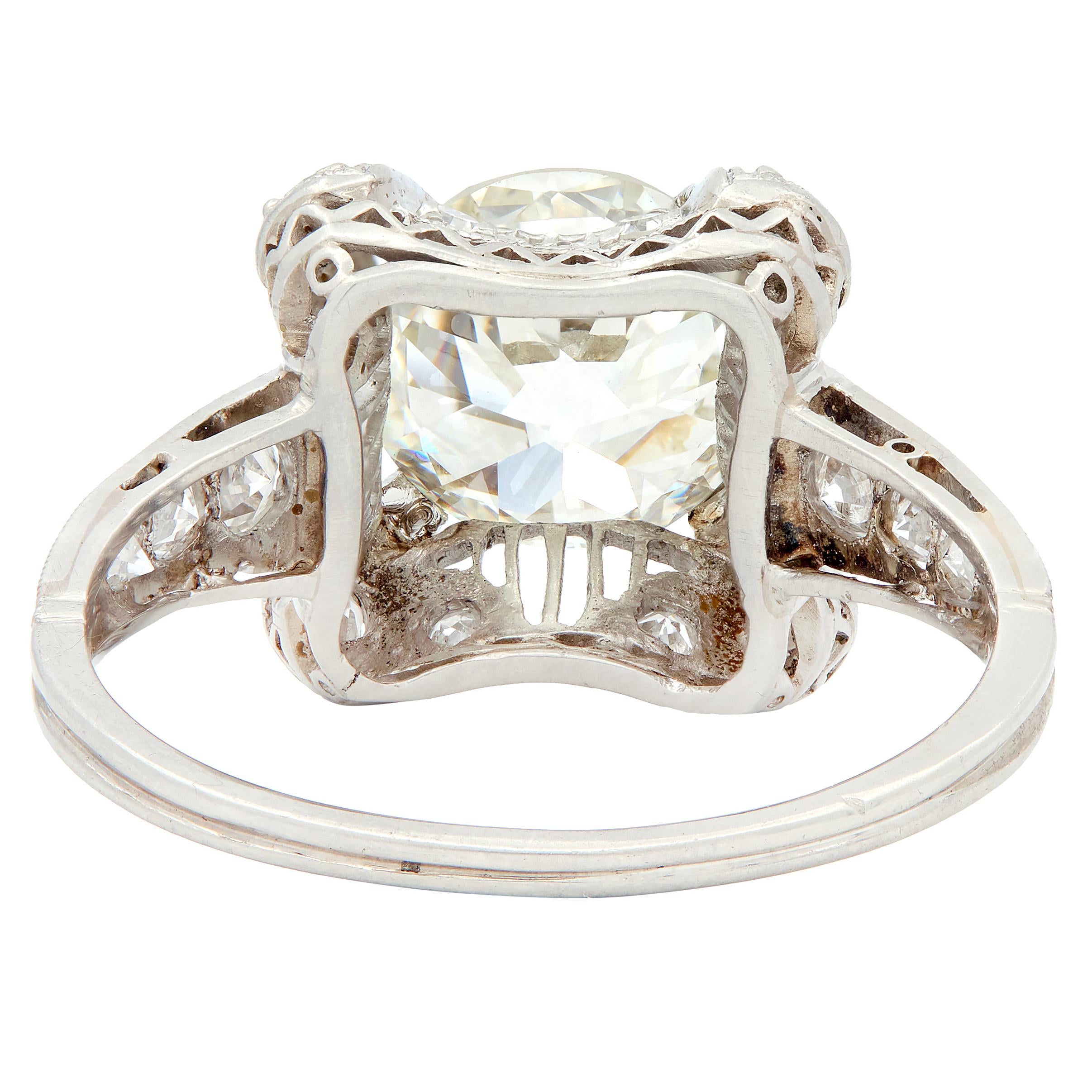 Art Deco 2.53 CTW Old European Cut Diamond Platinum Vintage Engagement Ring