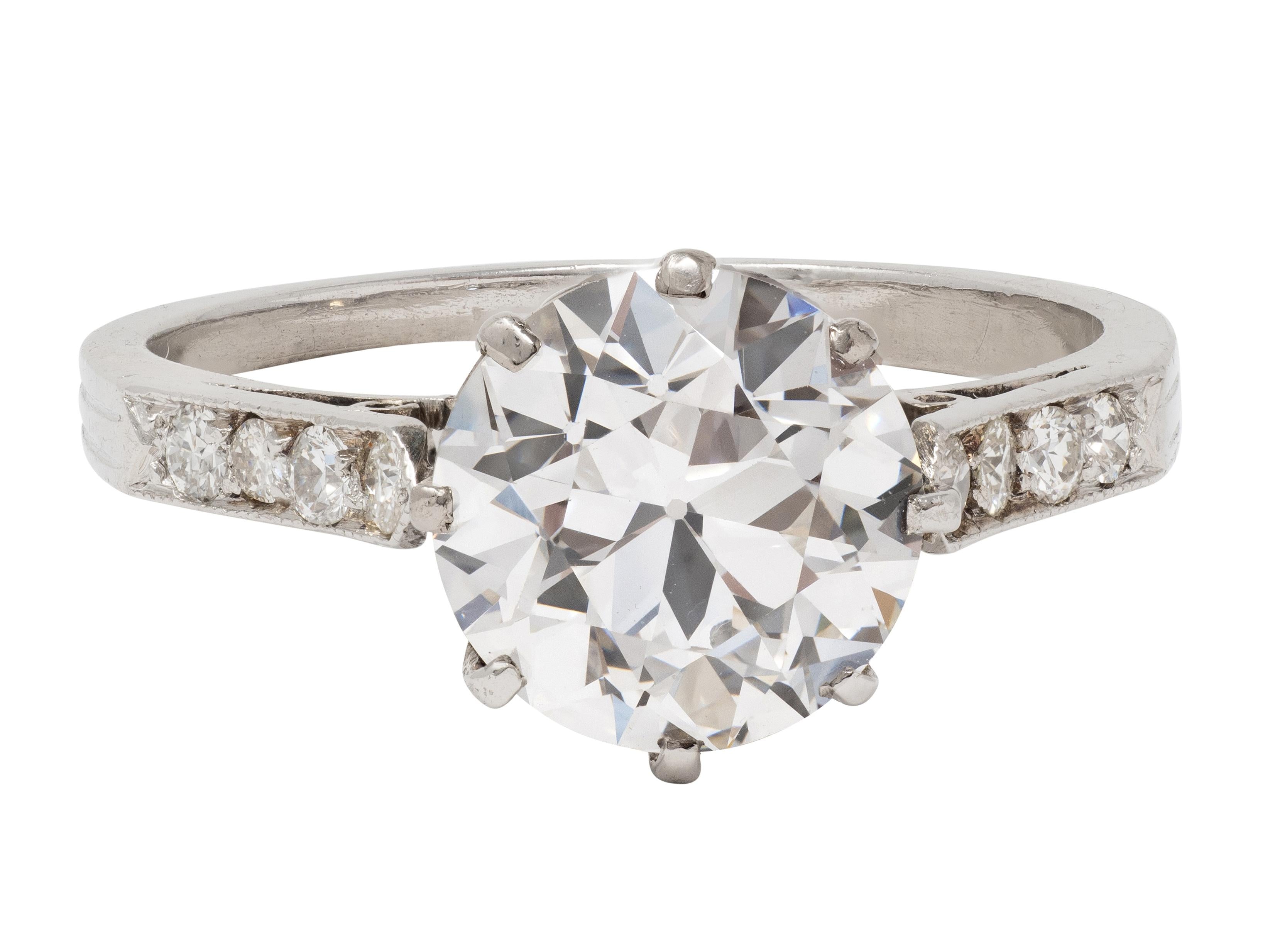 Edwardian 2.68 CTW Old European Cut Diamond Platinum Antique Engagement Ring