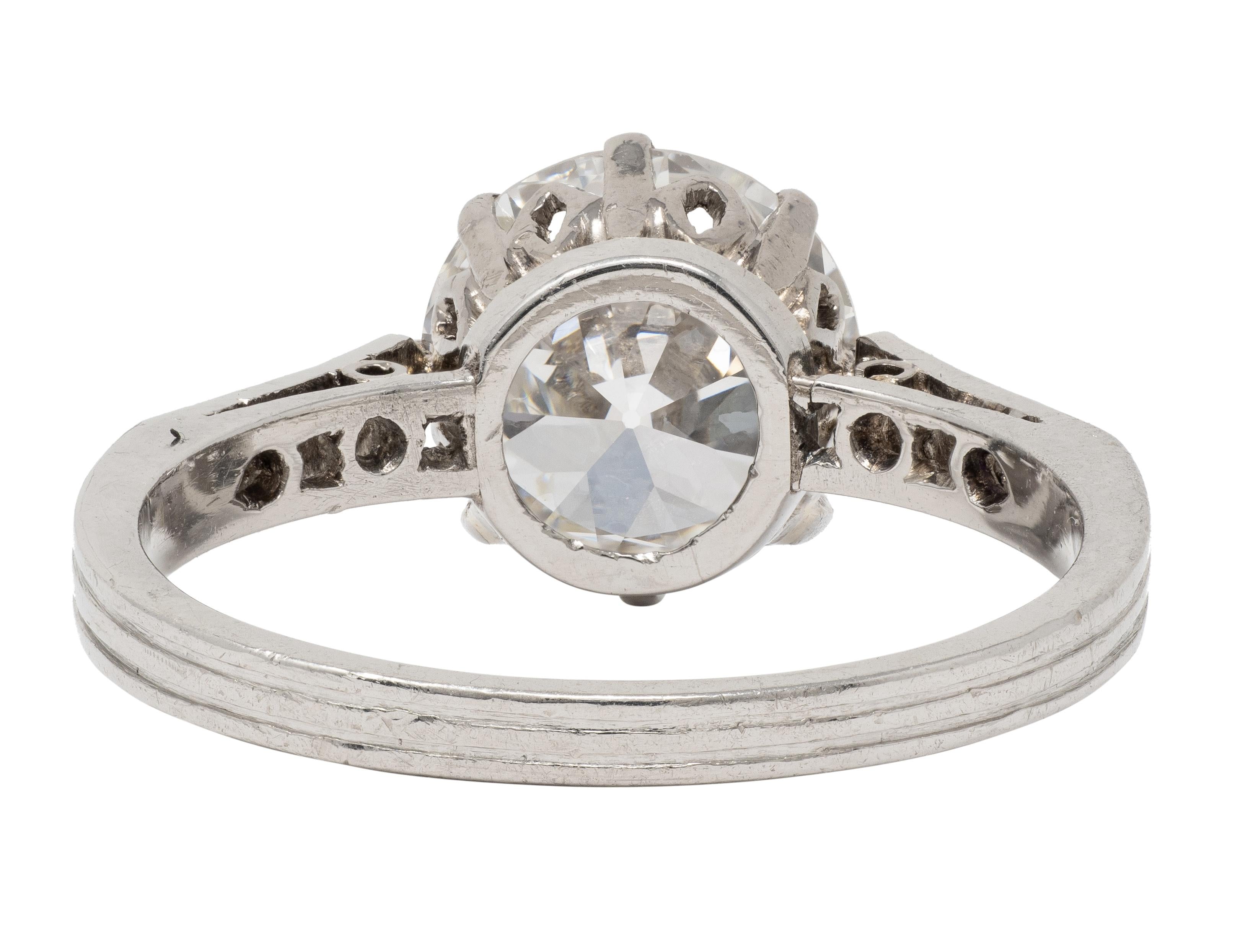 Edwardian 2.68 CTW Old European Cut Diamond Platinum Antique Engagement Ring