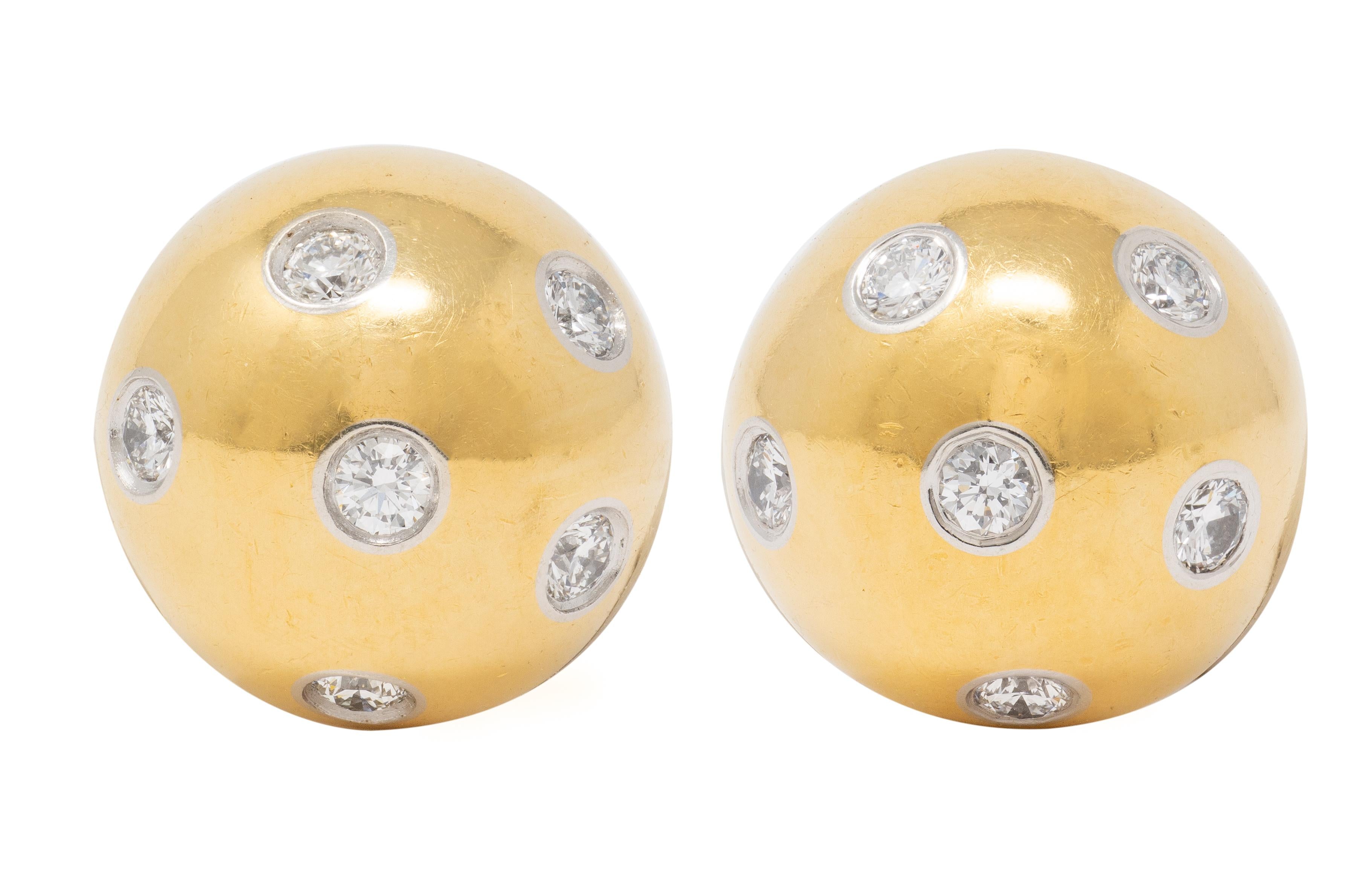 Tiffany & Co. Contemporary Diamond 18K Yellow Gold Etoile Ball Stud Earrings