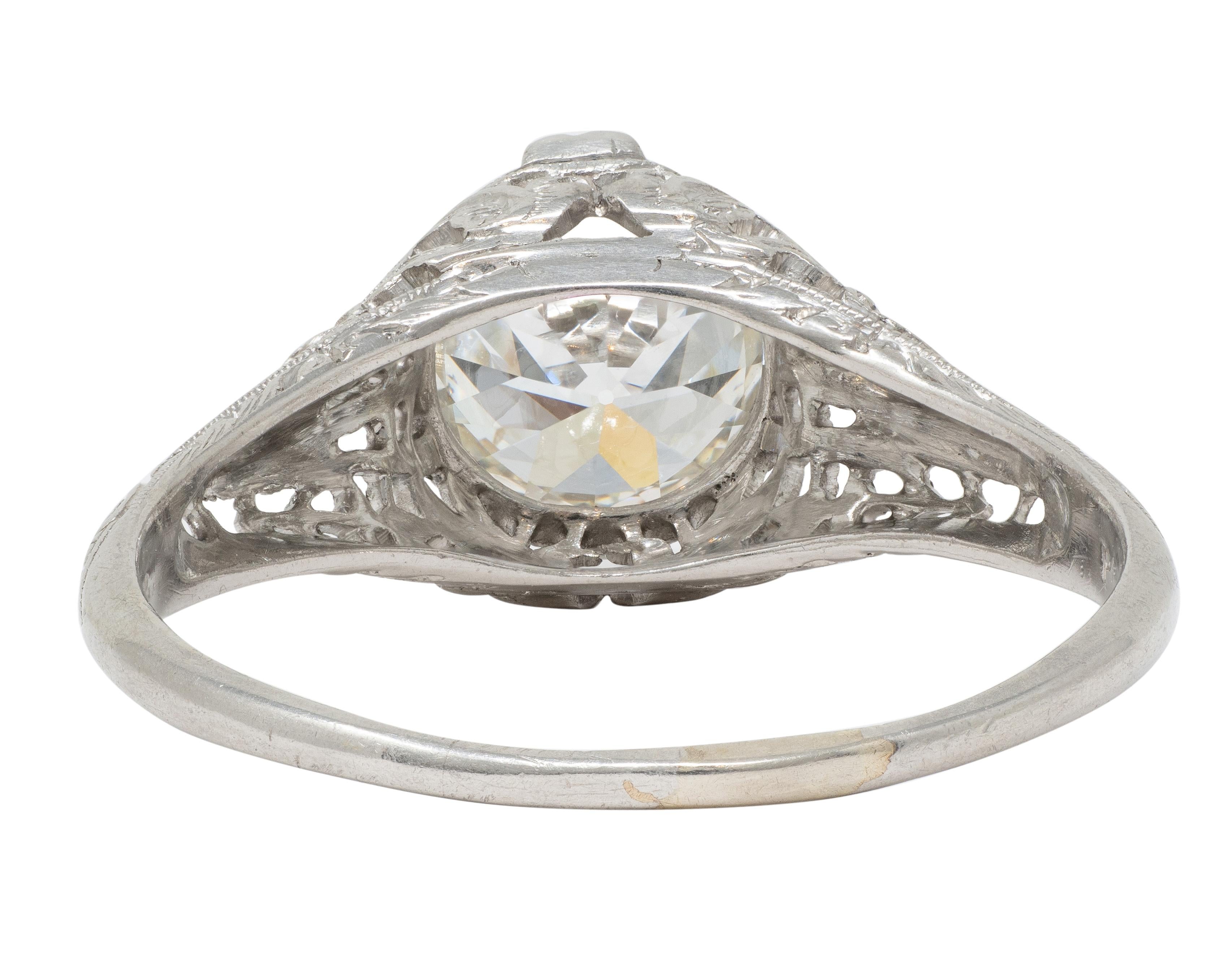 Art Deco C.D. Peacock European Diamond Platinum Vintage Lovebird Engagement Ring