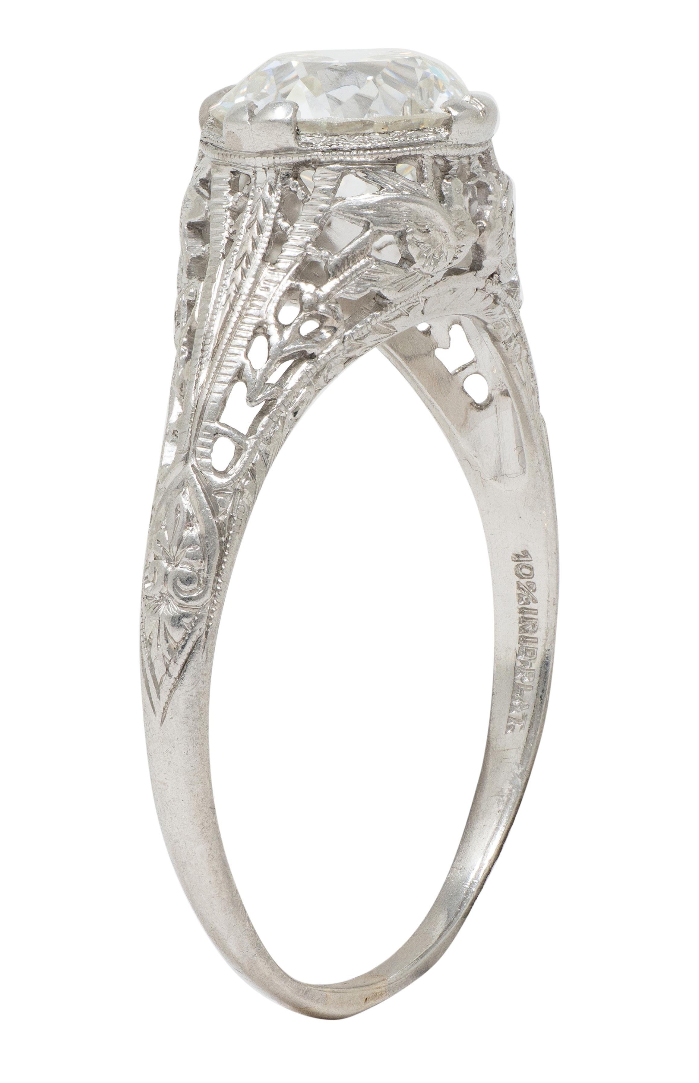 Art Deco C.D. Peacock European Diamond Platinum Vintage Lovebird Engagement Ring