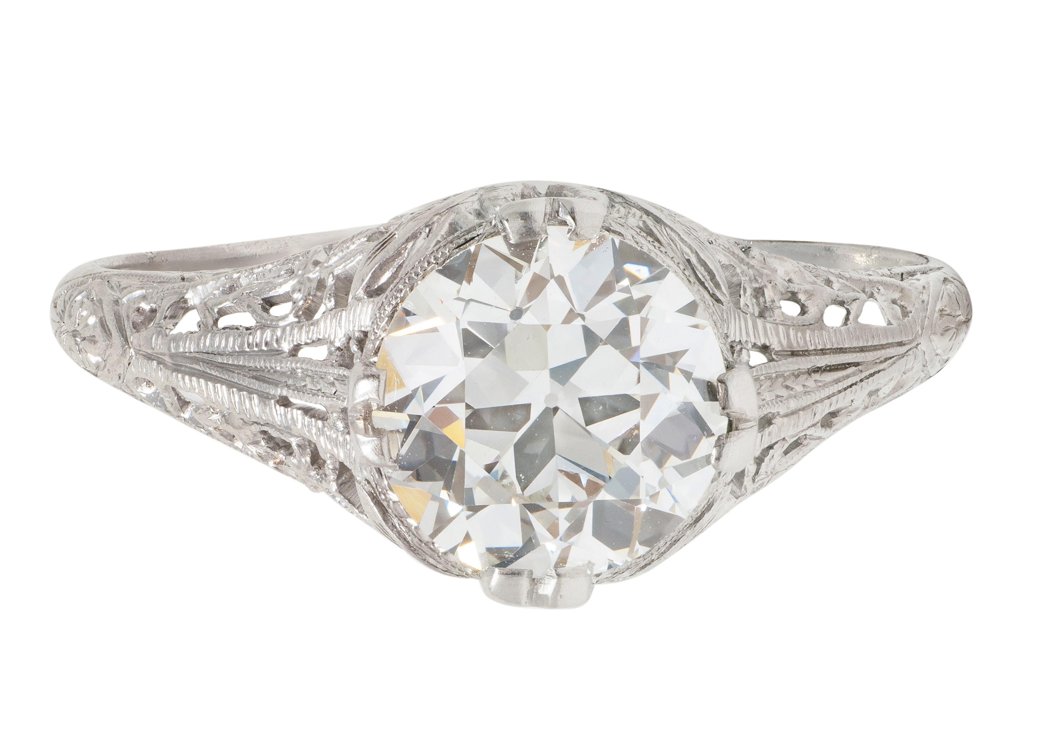 Art Deco C.D. Peacock European Diamond Platinum Vintage Lovebird Engagement Ring