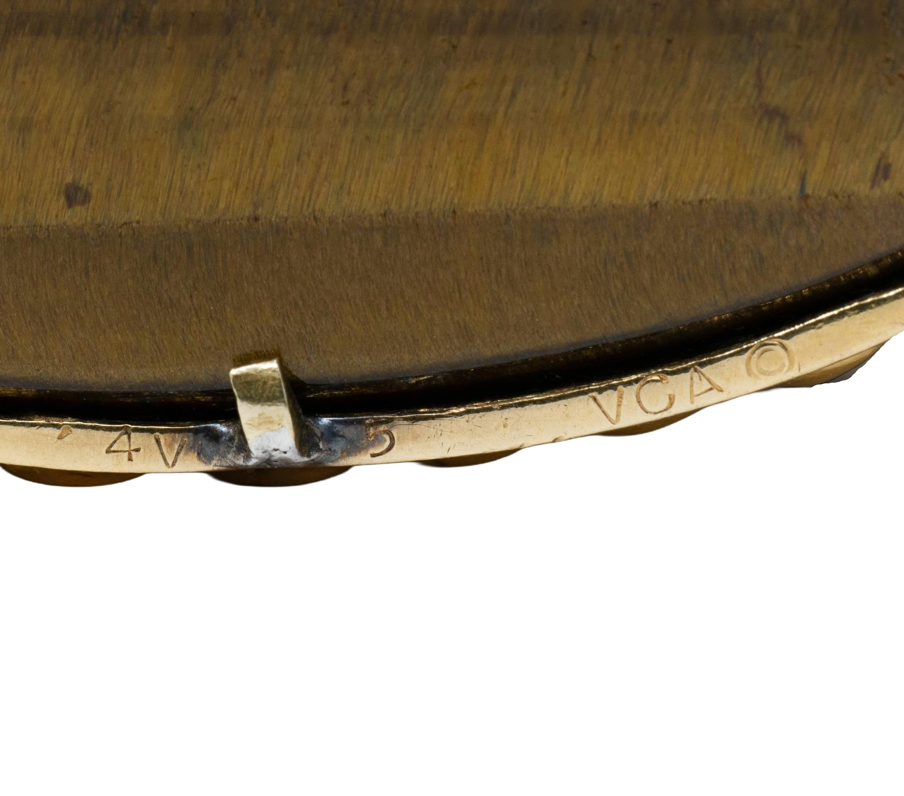 Van Cleef & Arpels French Diamond Tiger's Eye 18K Gold Vintage Pendant Necklace