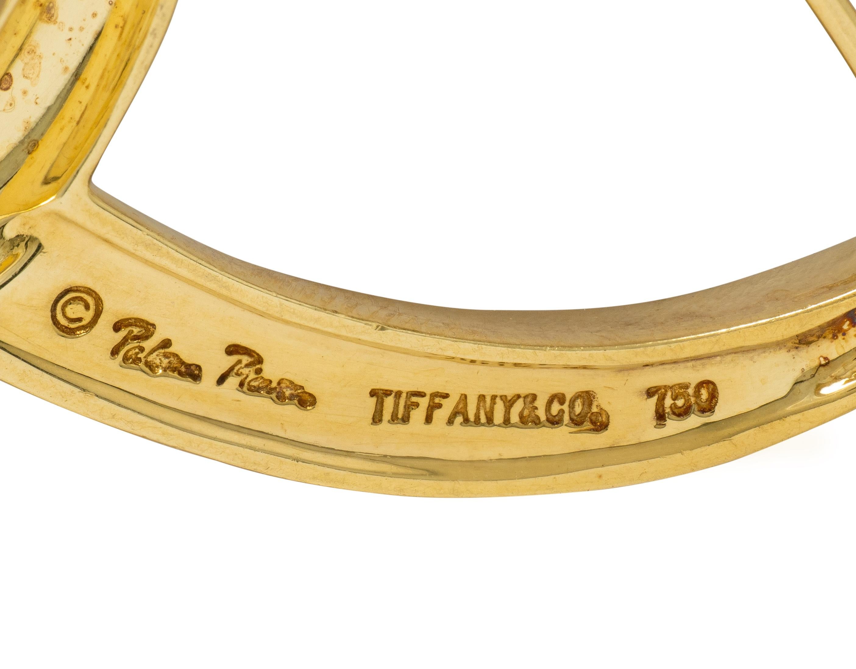 Tiffany & Co. Paloma Picasso 1990's 18K Yellow Gold Vintage Cat Heart Brooch