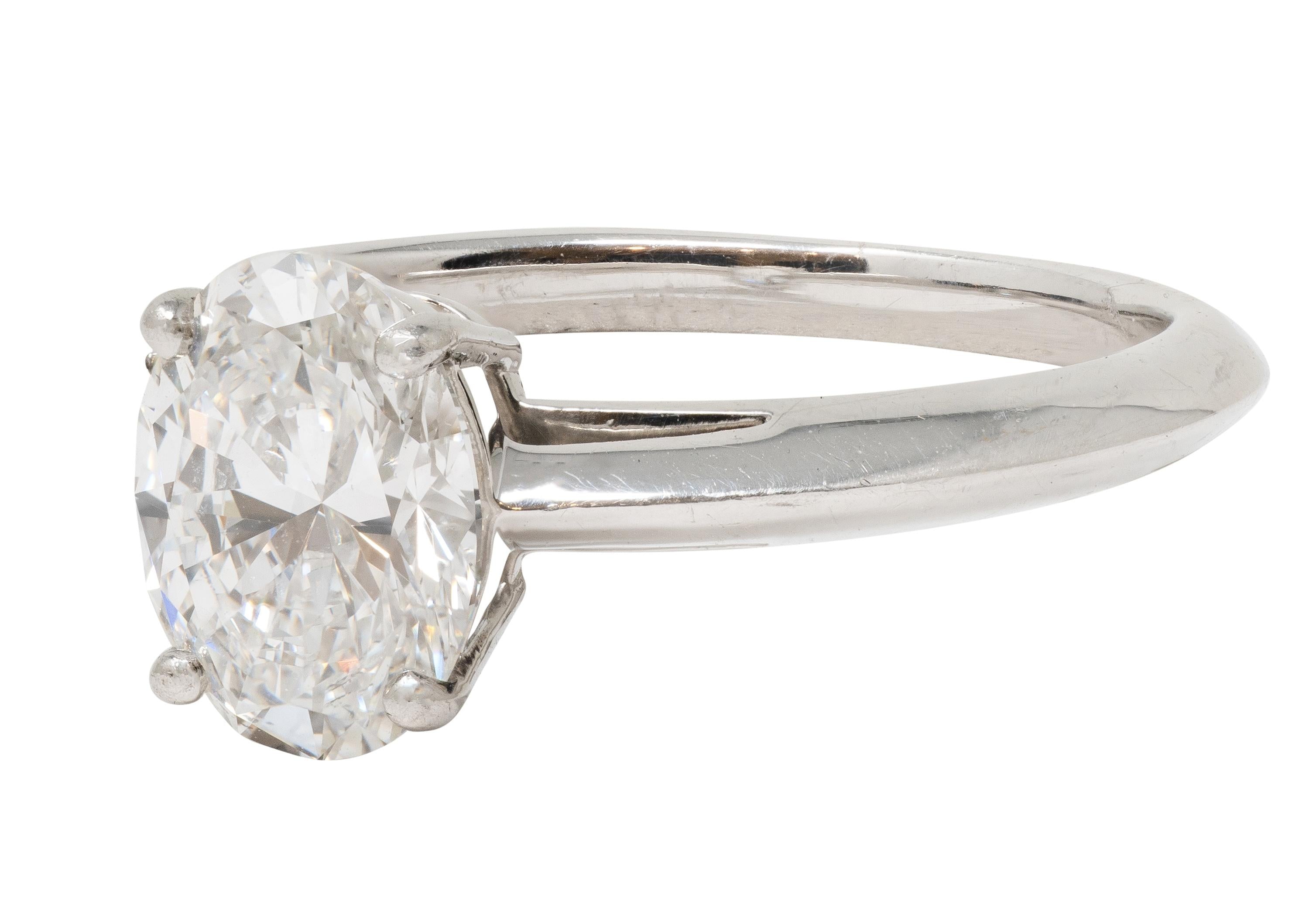 Tiffany & Co. Contemporary 1.09 CT Oval Cut Diamond Platinum Solitaire Ring