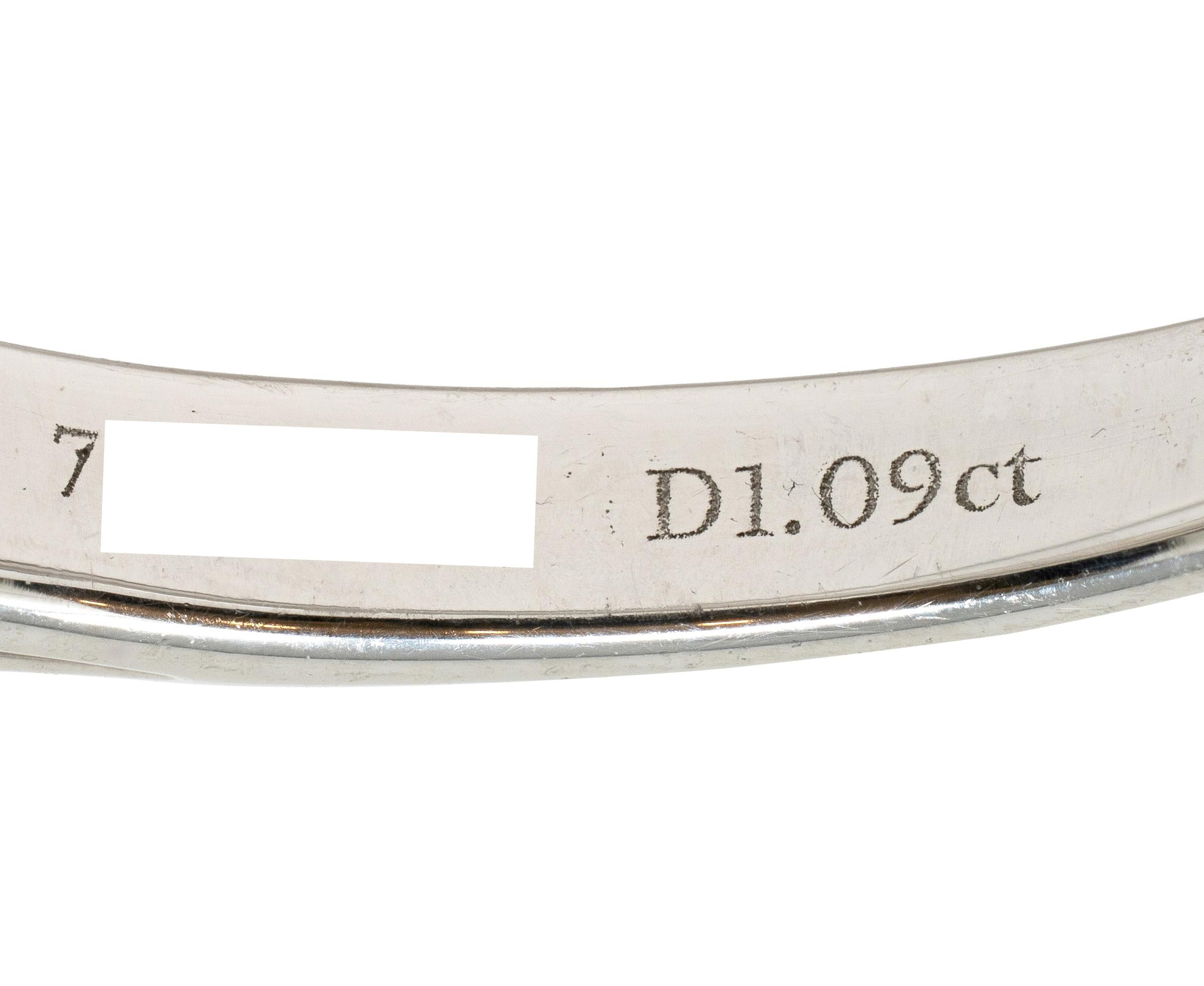 Tiffany & Co. Contemporary 1.09 CT Oval Cut Diamond Platinum Solitaire Ring