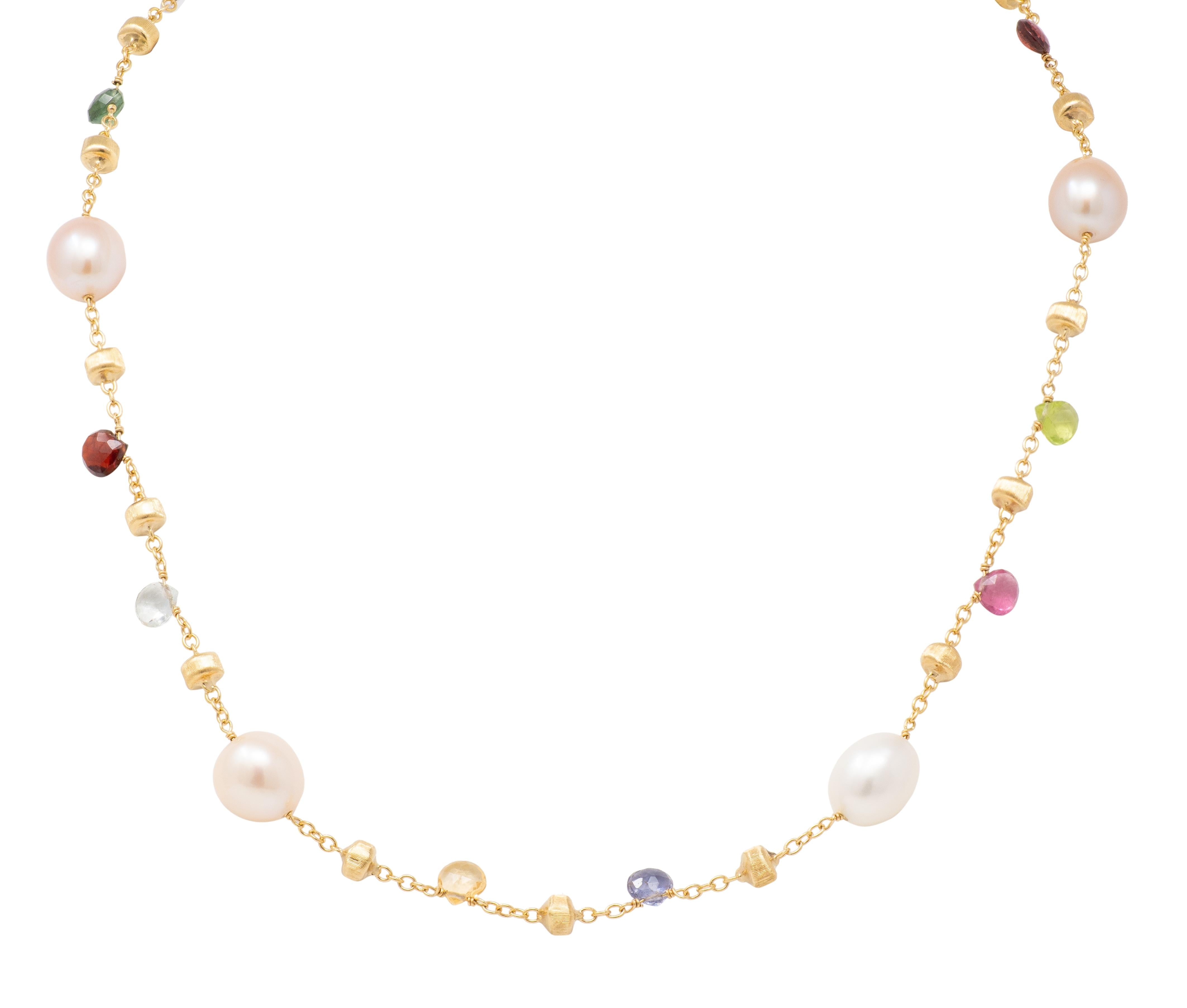 Marco Bicego Pearl Multi-Gem 18K Yellow Gold Confetti Beaded Confetti Necklace