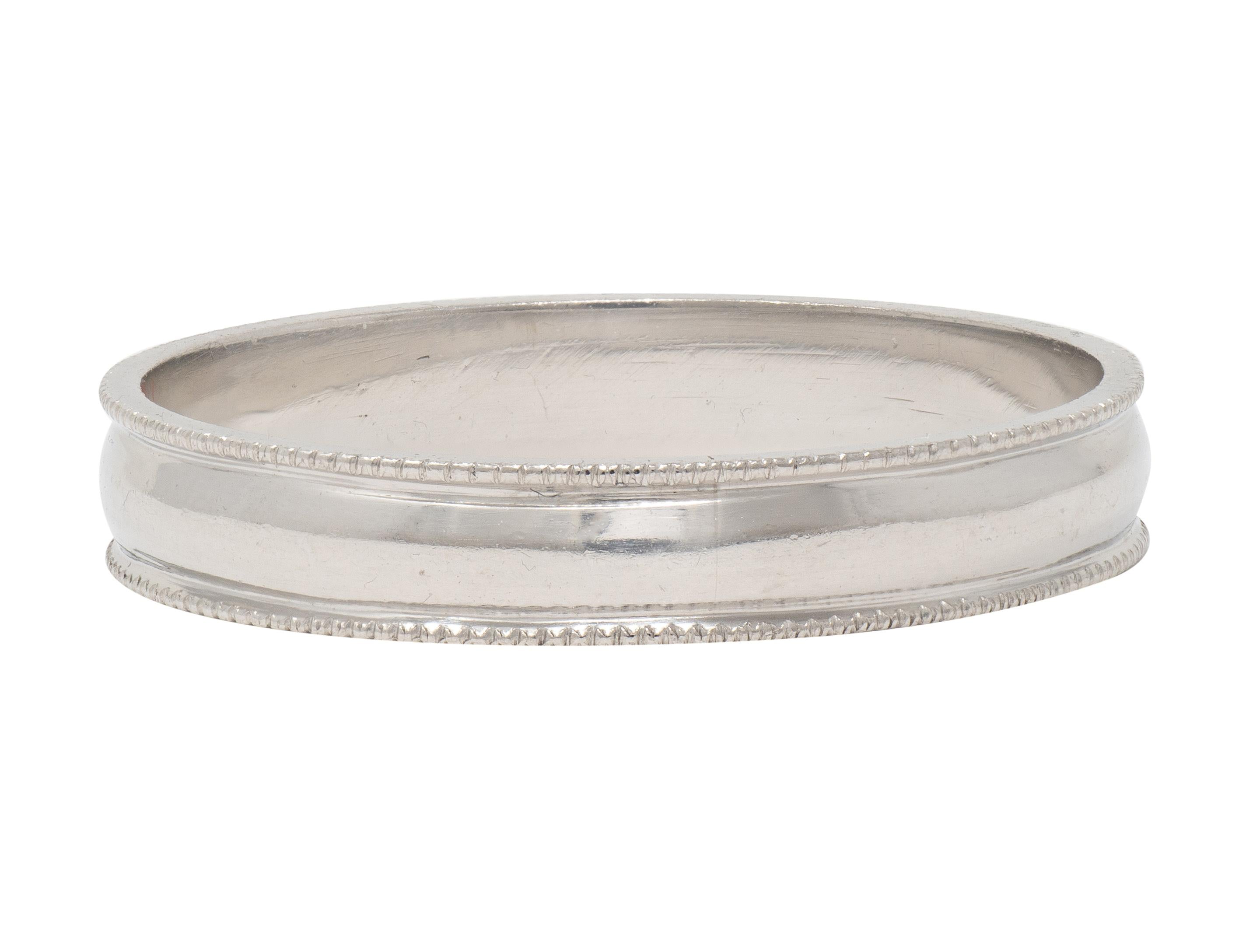 Retro Platinum Vintage Milgrain Wedding Band Ring