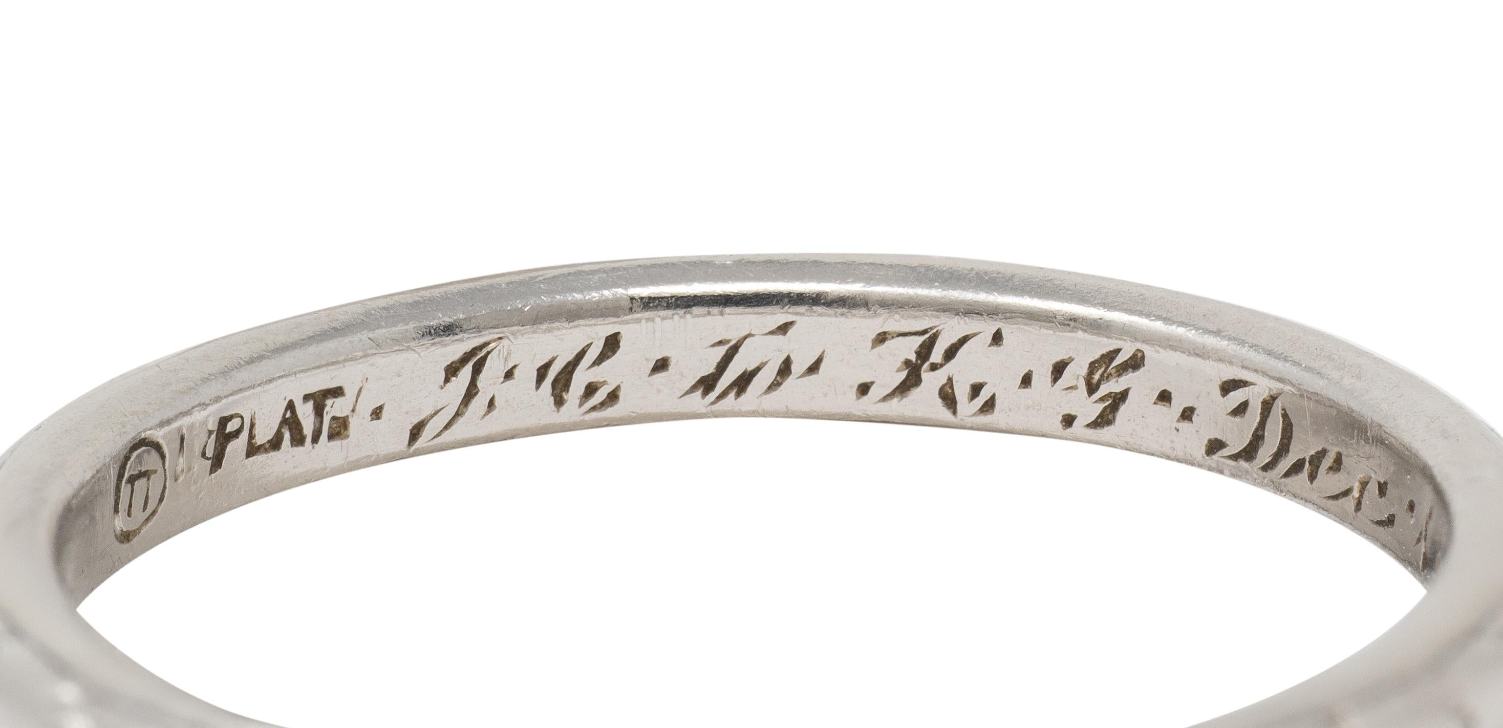 1920 Art Deco Platinum Foliate Antique Wedding Band Ring