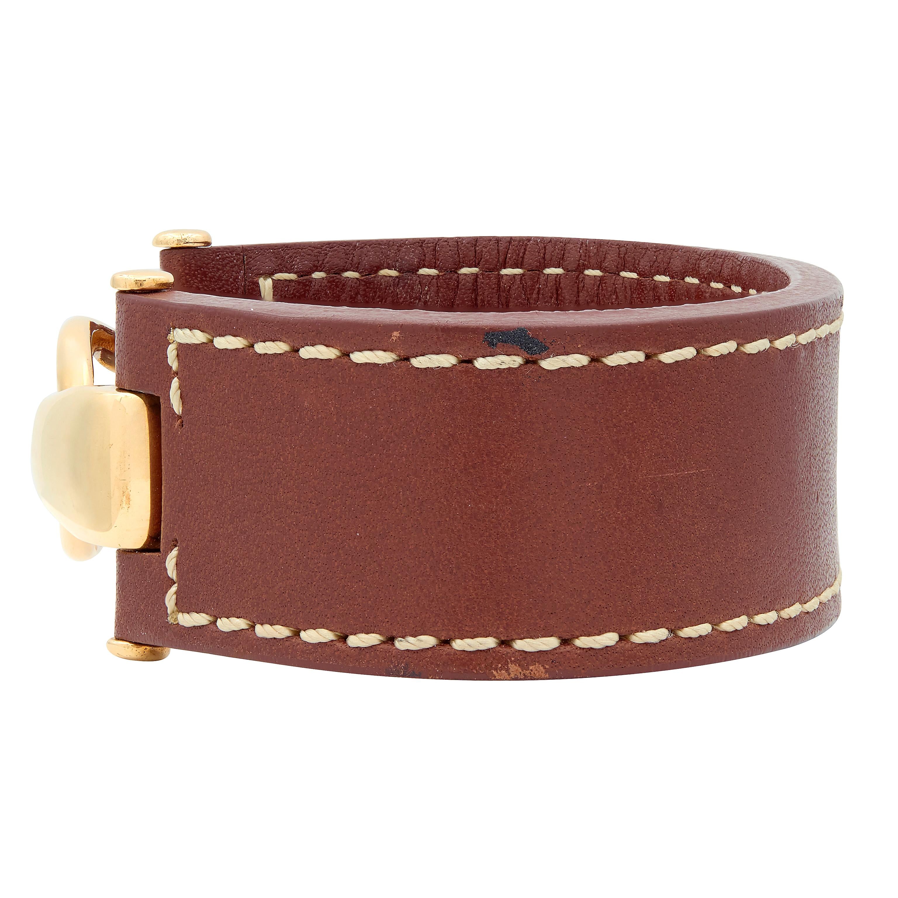 Tiffany & Co. Paloma Picasso 18 Karat Yellow Gold Vintage Leather Bracelet