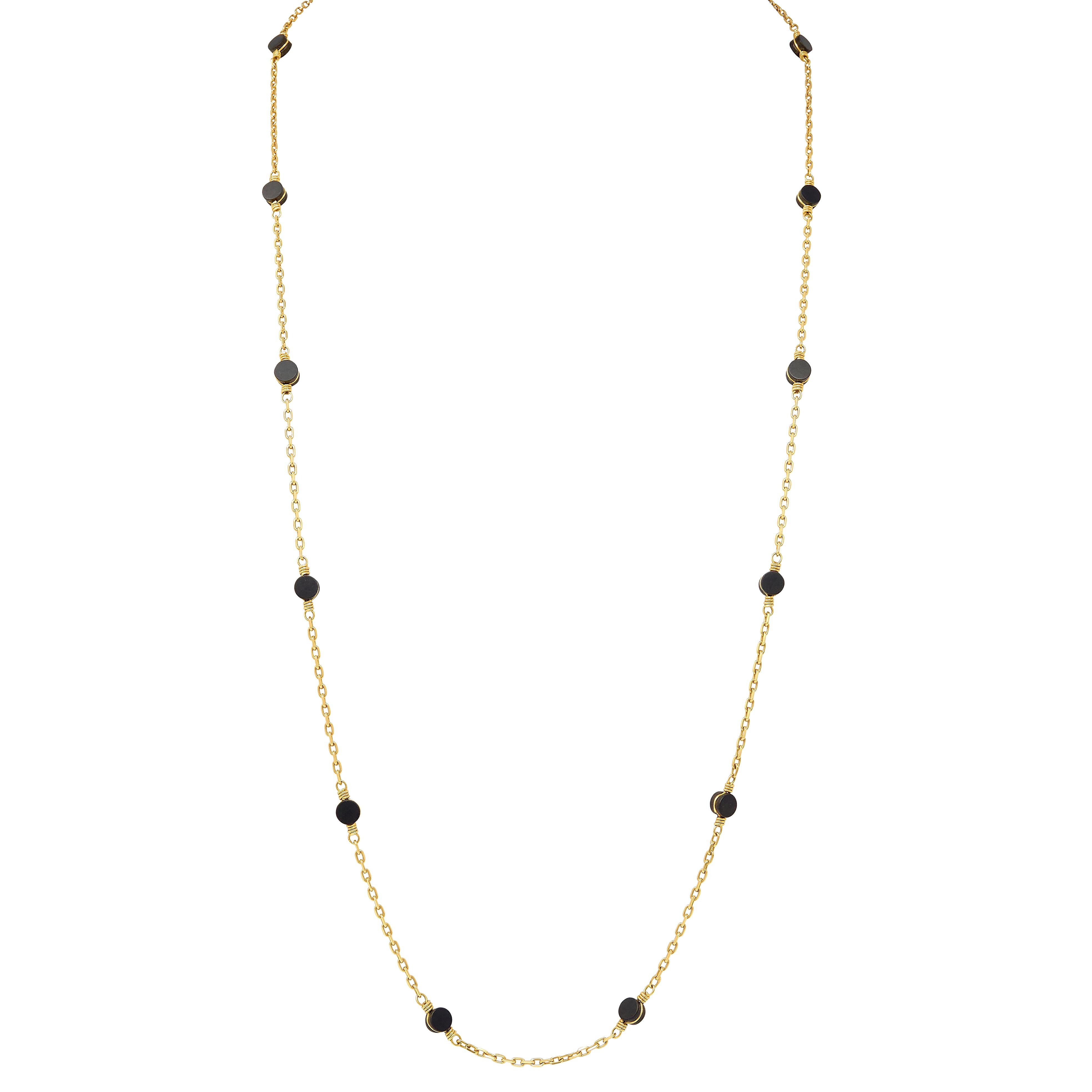 Van Cleef & Arpels 1970's Ebony Wood 18K Yellow Gold Vintage Station Necklace