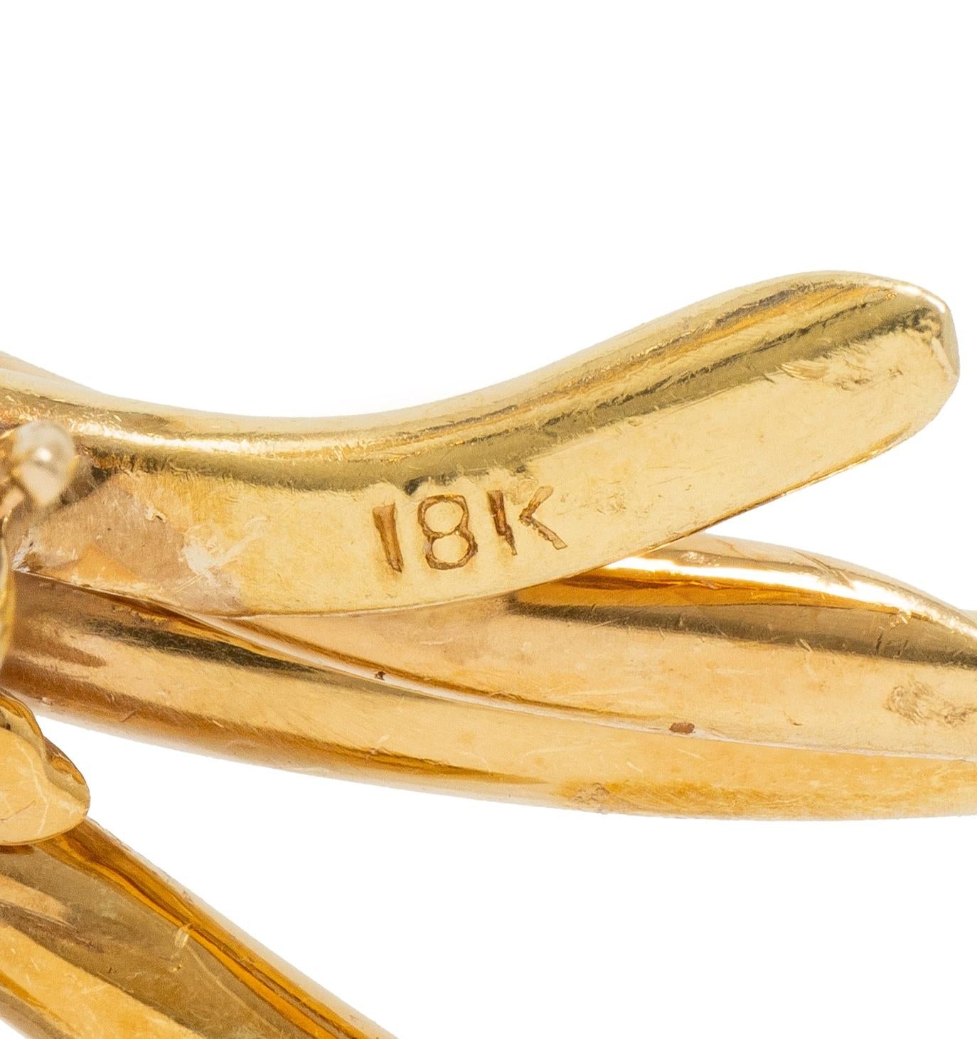 Tiffany & Co. Retro Sapphire Ruby Diamond 18K Gold Vintage Floral Spray Brooch